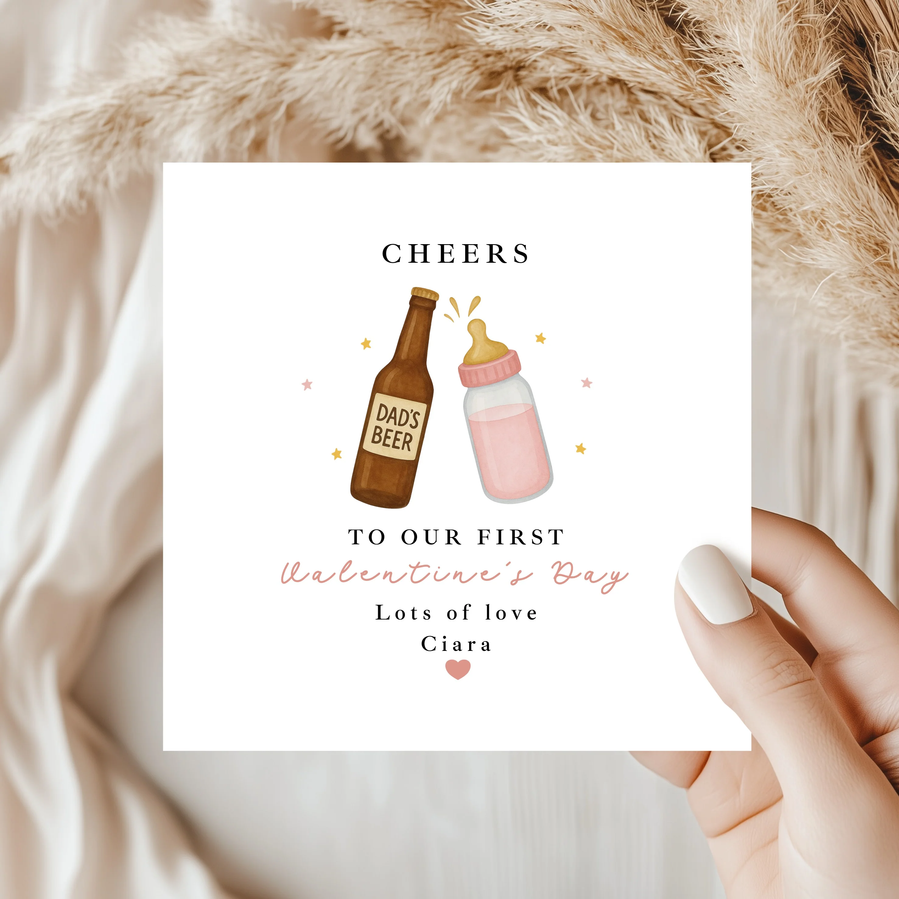 Personalised Pink Cheers Our First Valentine's Day Card - Image 6