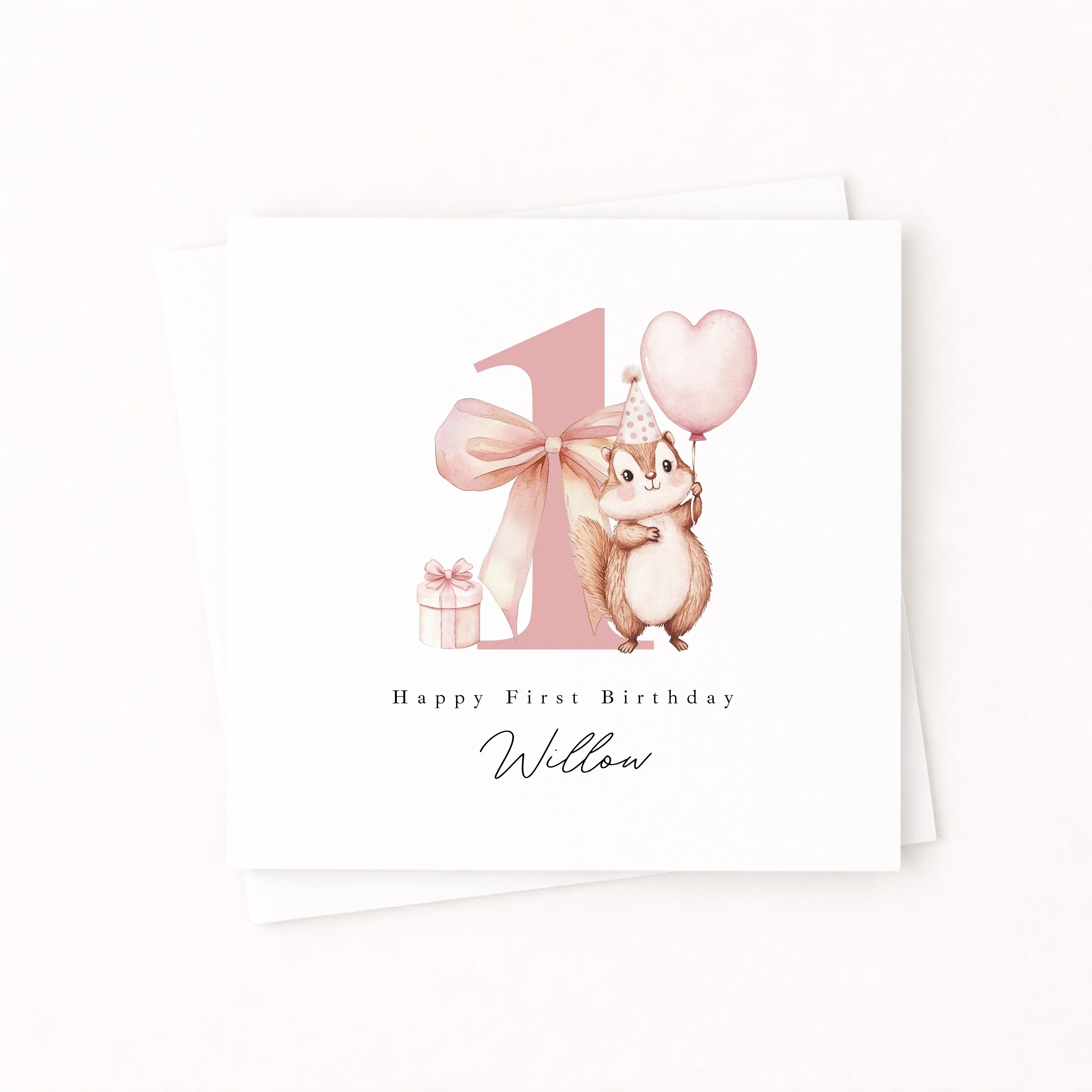 Personalised Pink Chipmunk First Birthday Card - Image 6