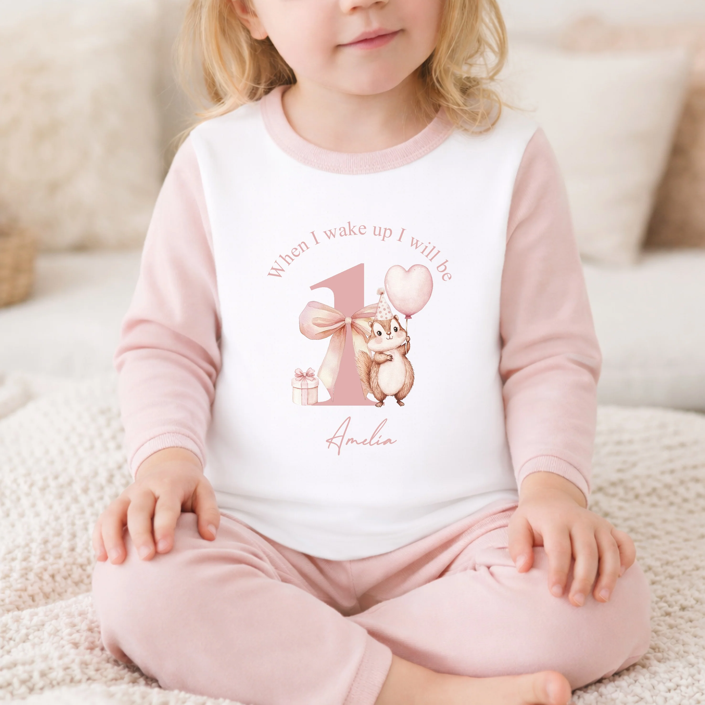 Personalised Pink Chipmunk Any Age Birthday Pyjamas - Image 5