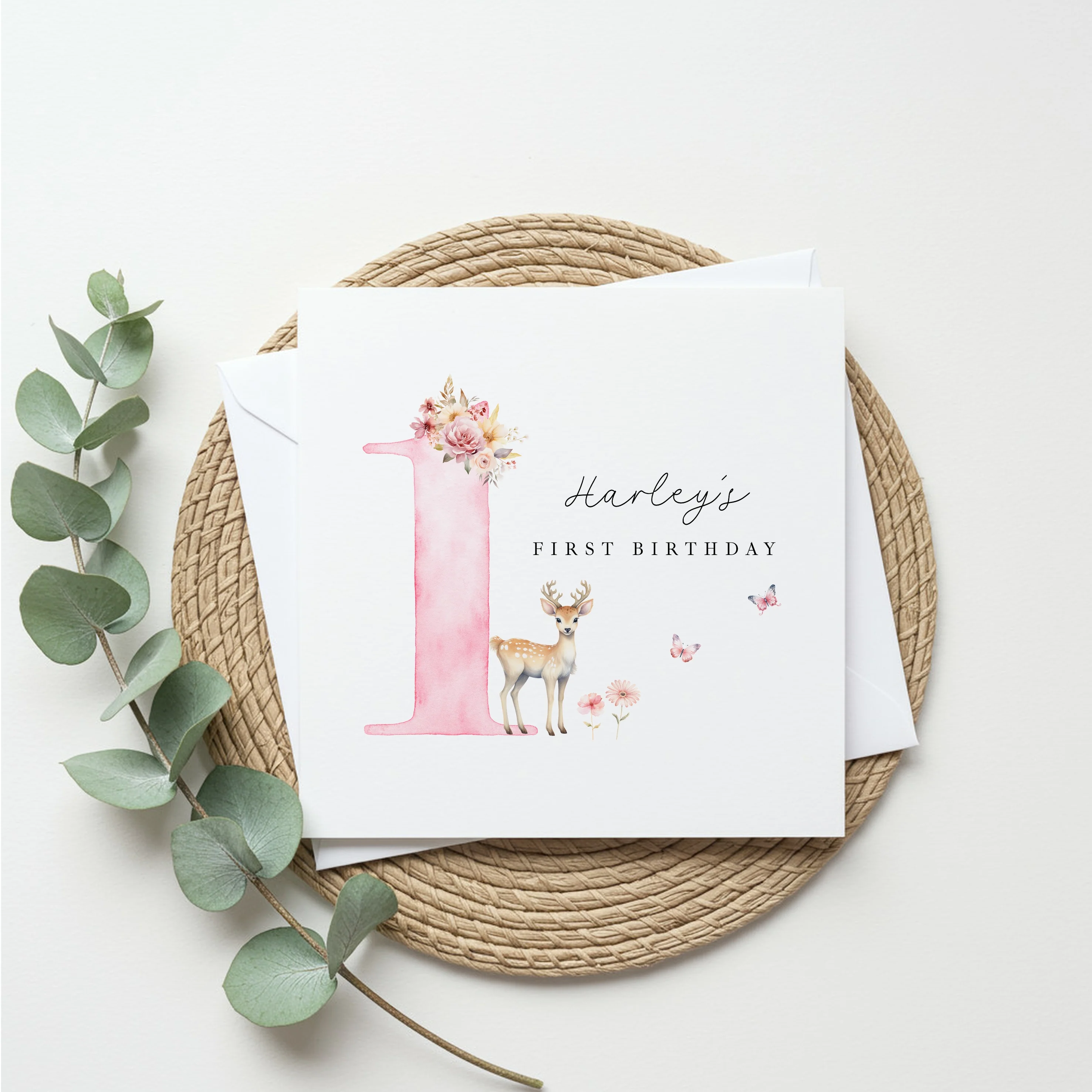 Personalised Pink Deer Any Age Birthday Card - Image 5