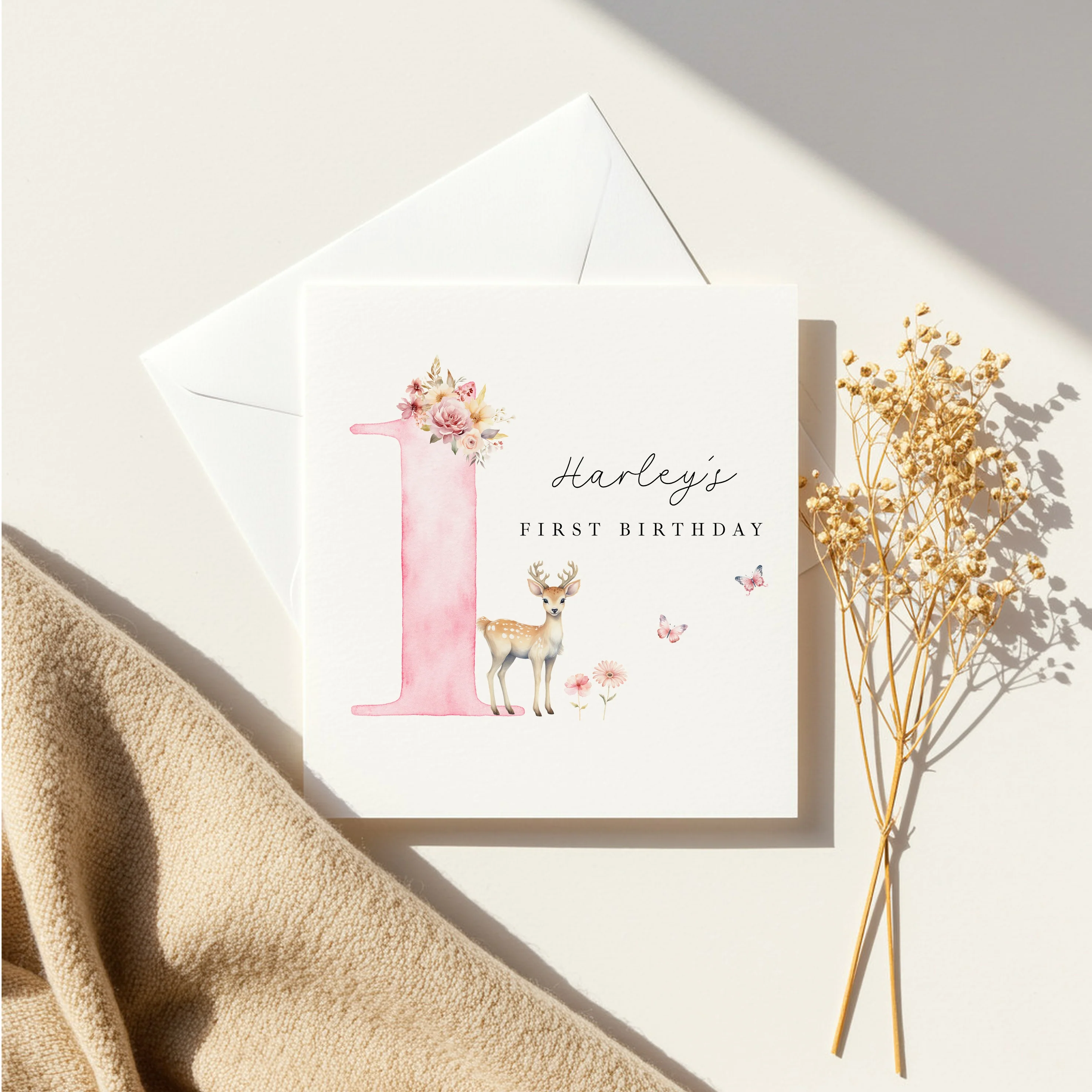 Personalised Pink Deer Any Age Birthday Card - Image 6