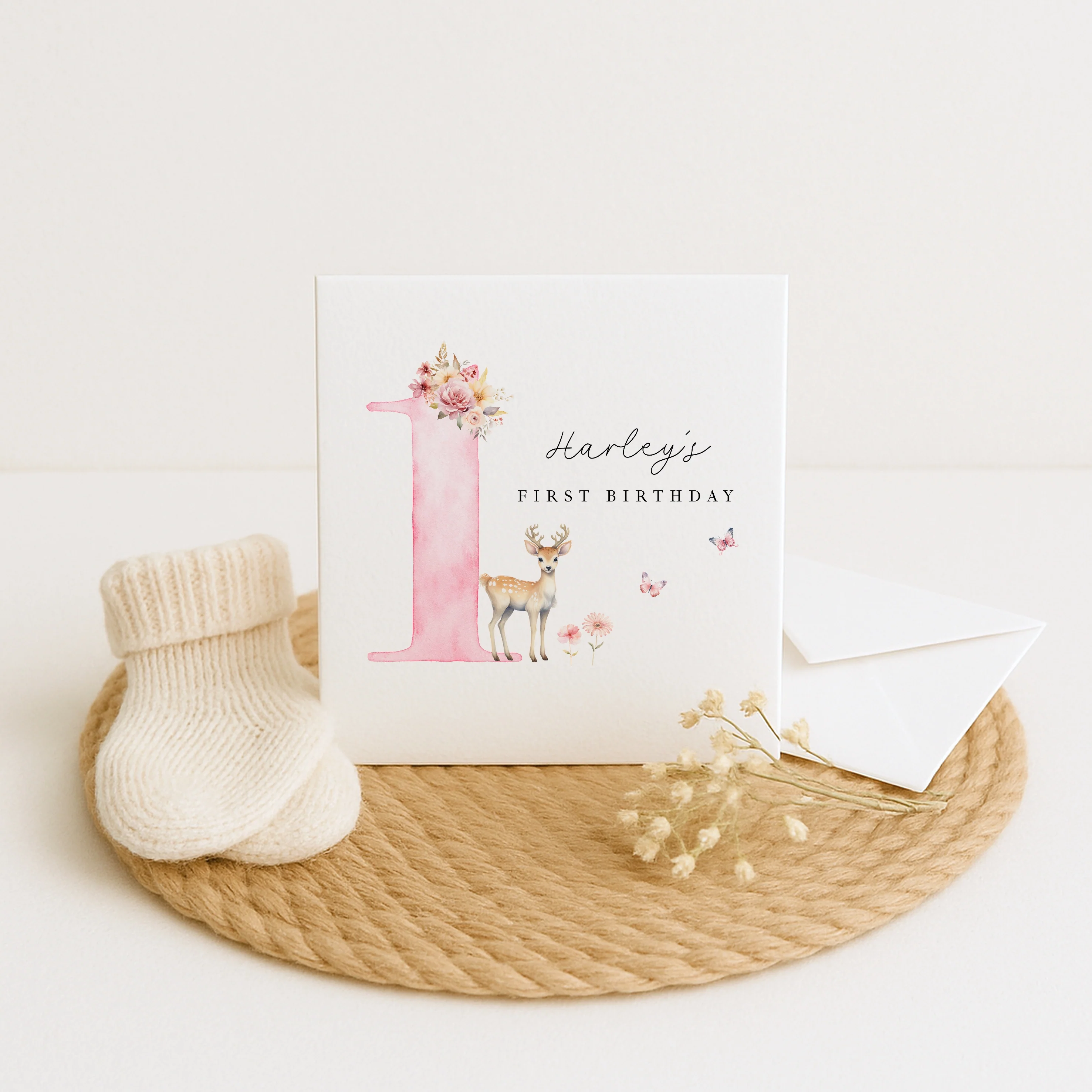 Personalised Pink Deer Any Age Birthday Card - Image 7