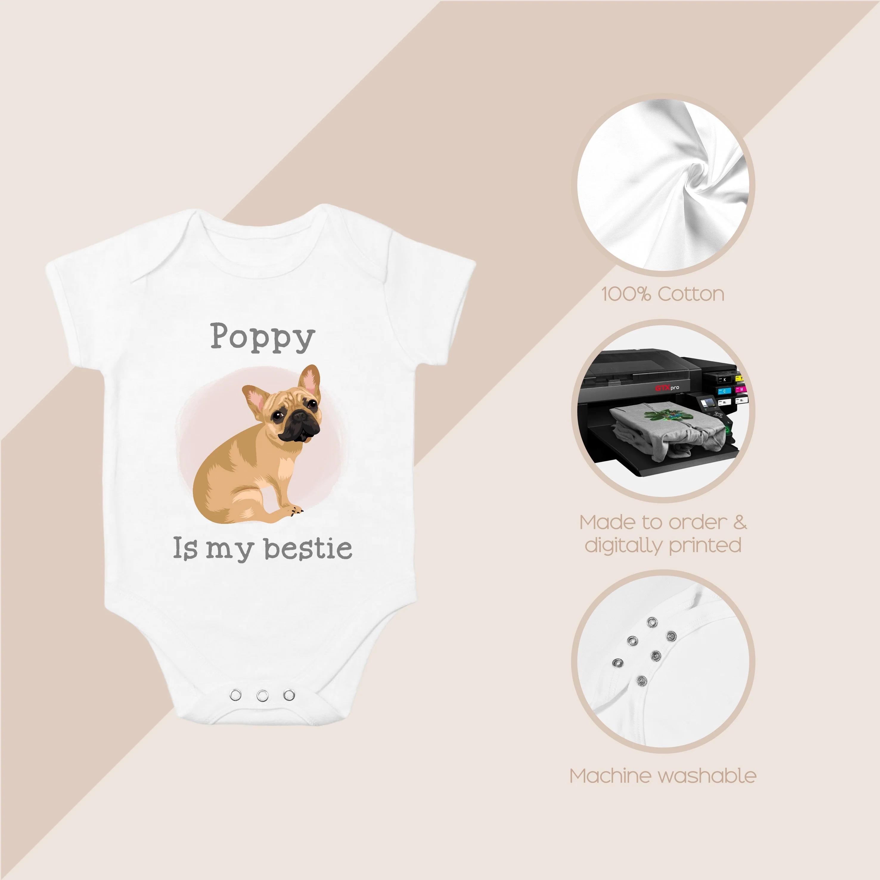 Personalised Pink Dog Is My Besties Babygrow/Vest - Image 4