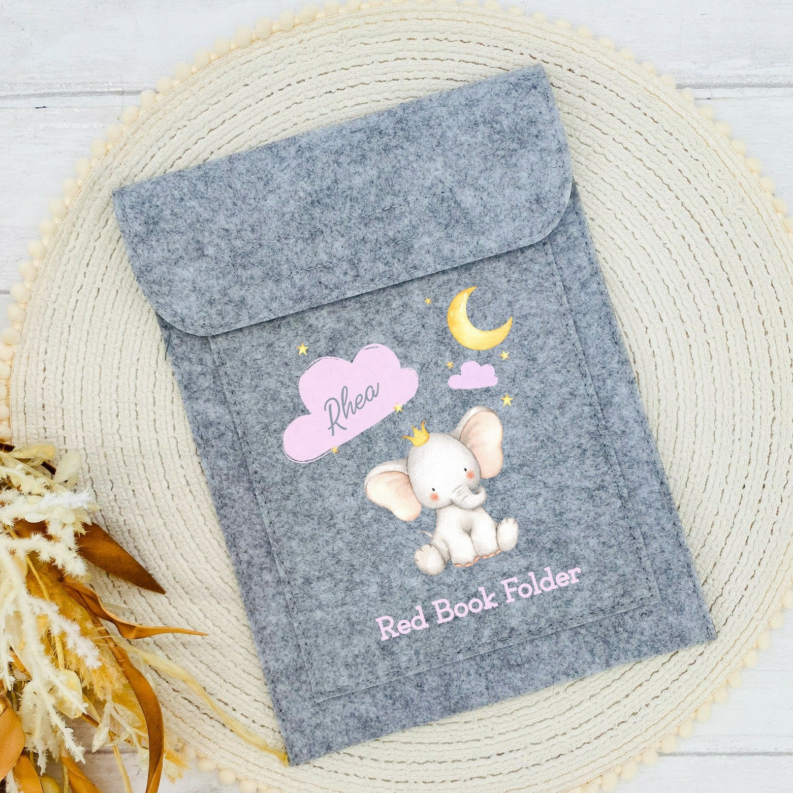 Personalised Pink Elephant Red Book Cover - Image 3