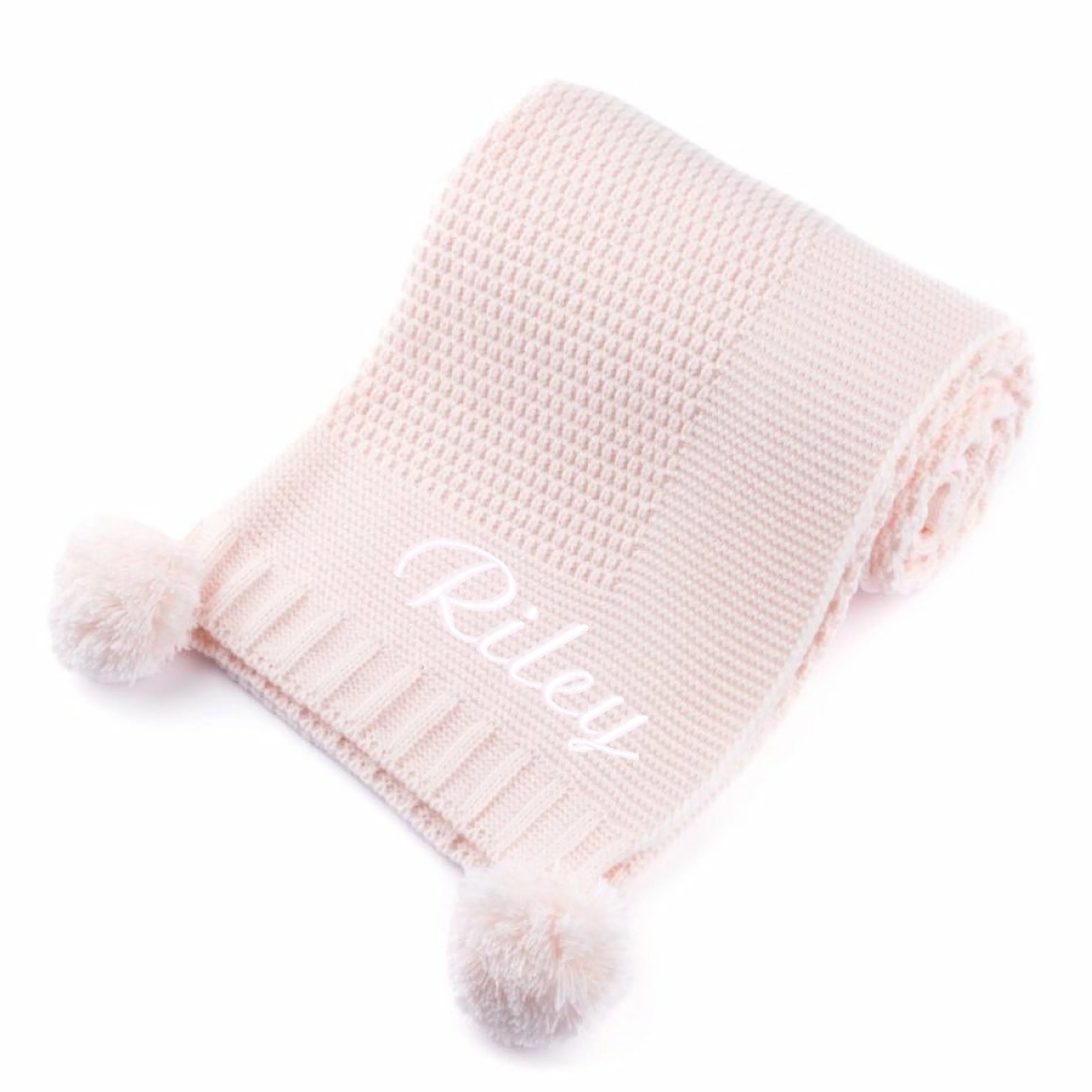 Personalised Pink Embroidered Knitted Baby Blanket - Image 3