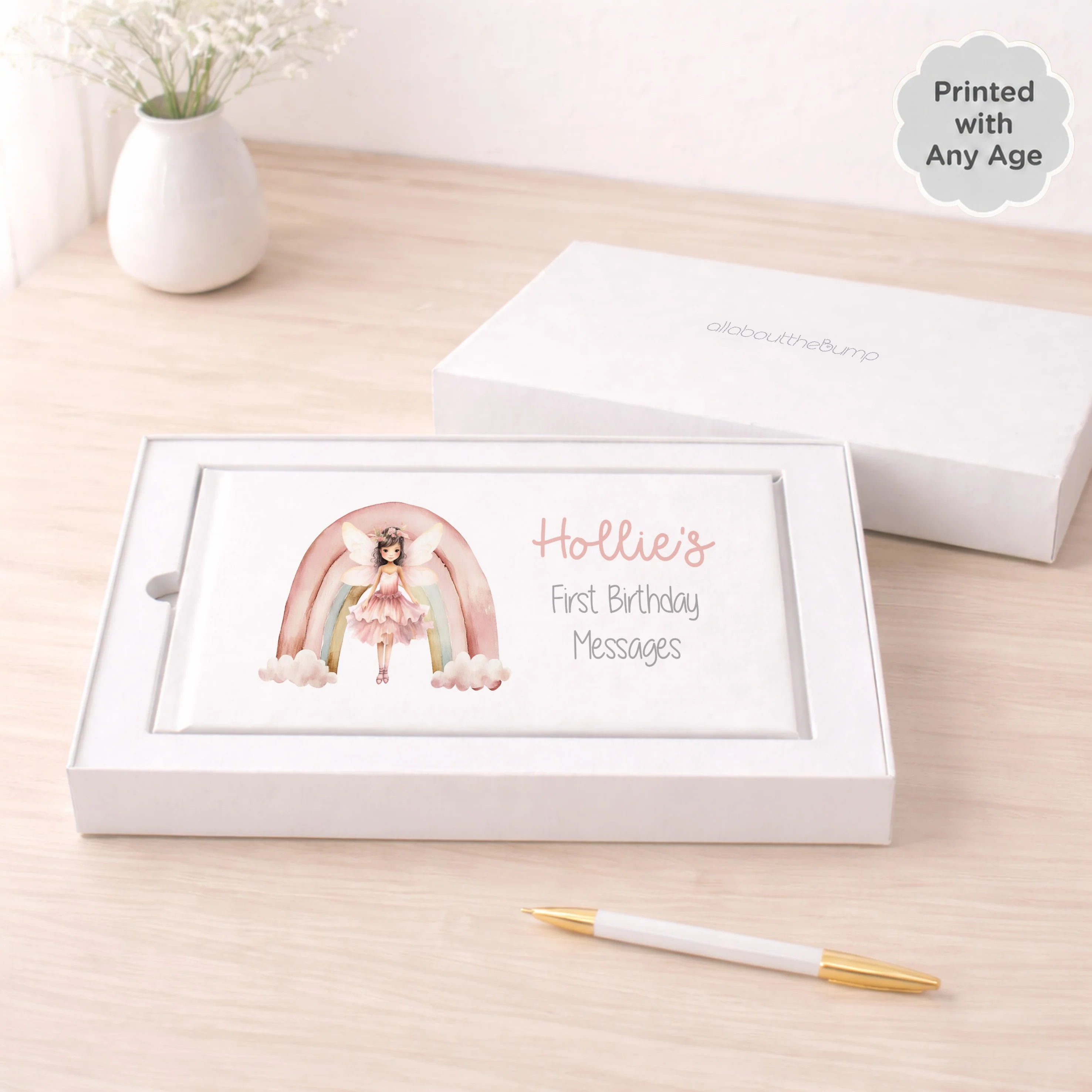 Personalised Pink Fairy Any Age Birthday Guest Book - Image 3