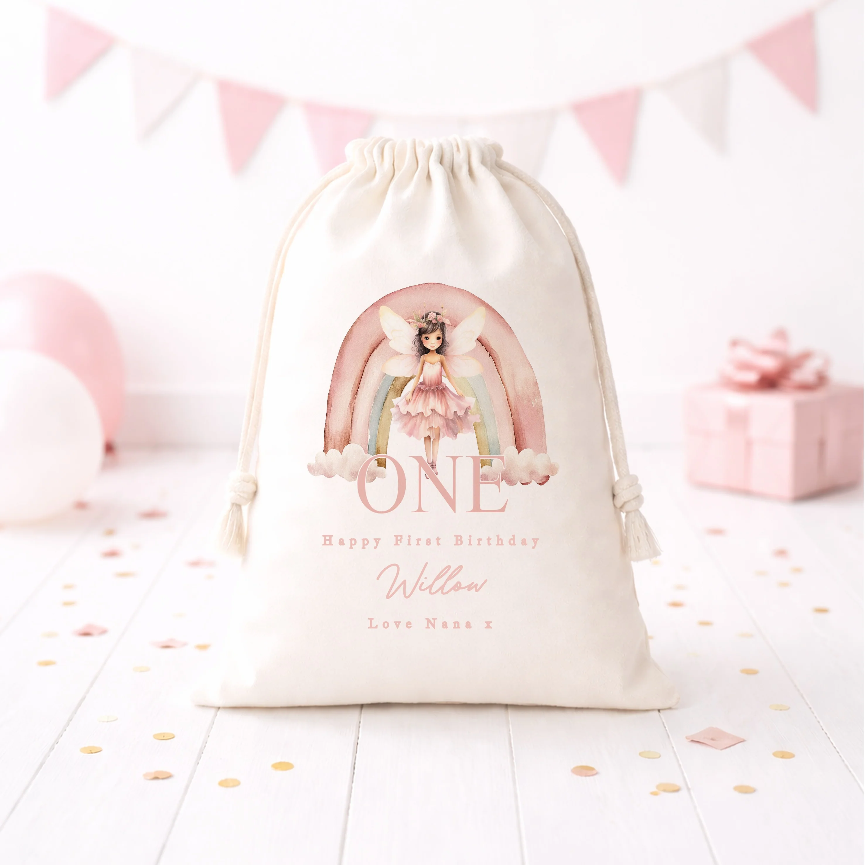 Personalised Pink Fairy Birthday Gift Sack - Image 3