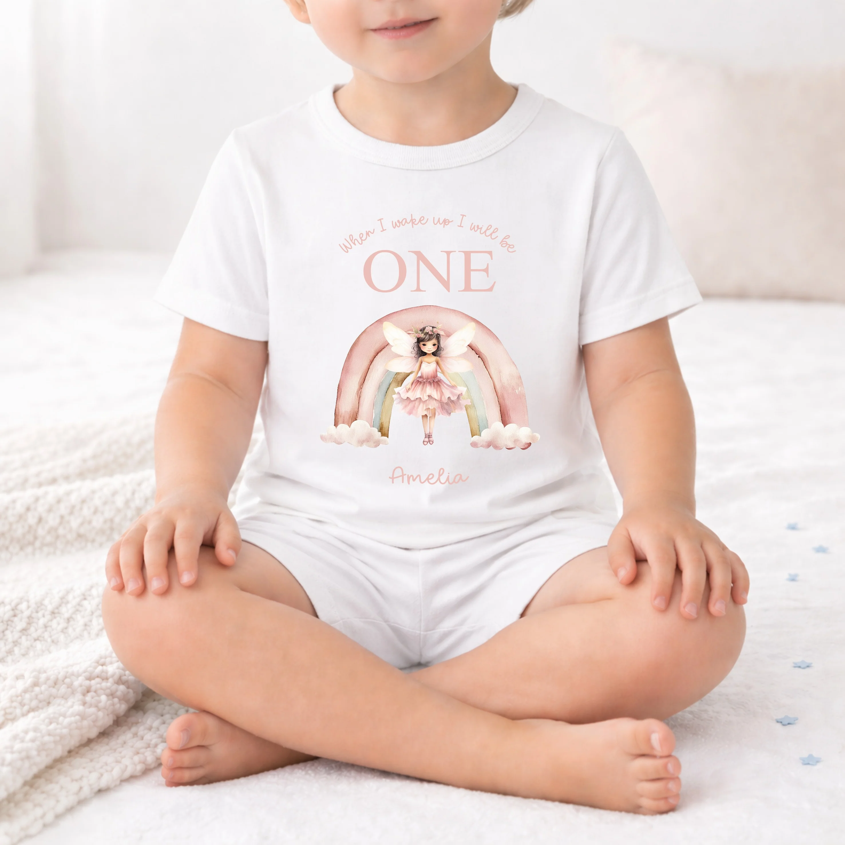 Personalised Pink Fairy Rainbow Short Sleeve Any Birthday Pyjamas - Image 5