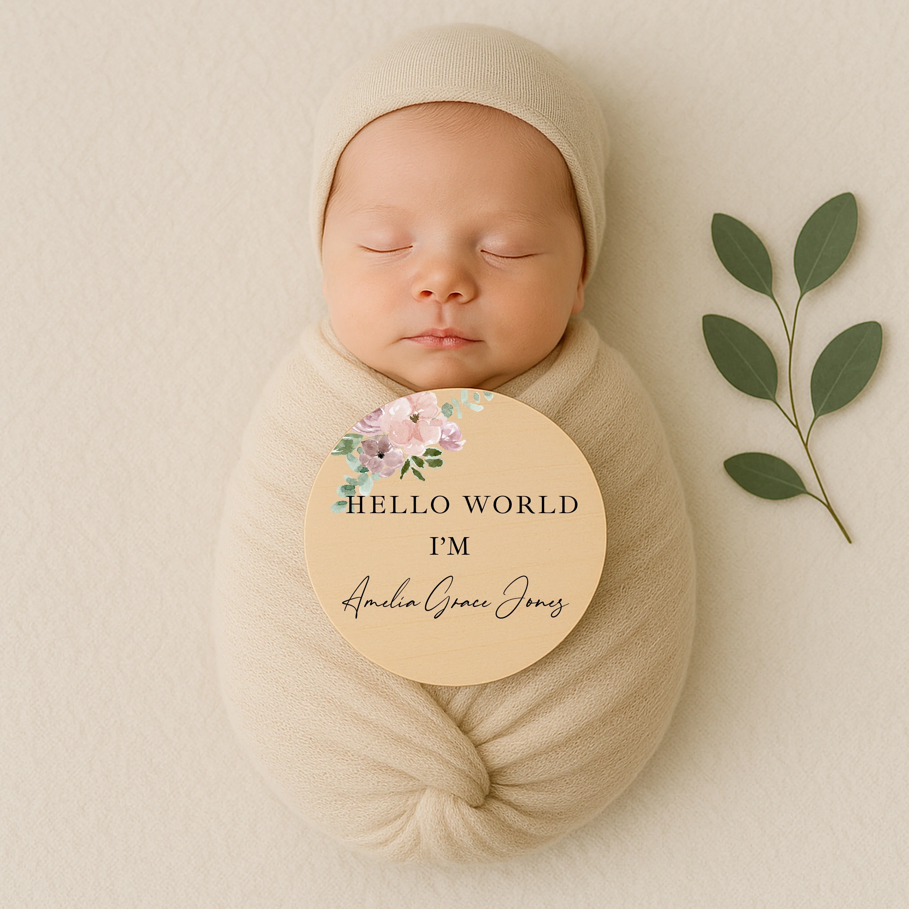 Personalised Pink Floral Wooden Announcement Plaque - Image 3