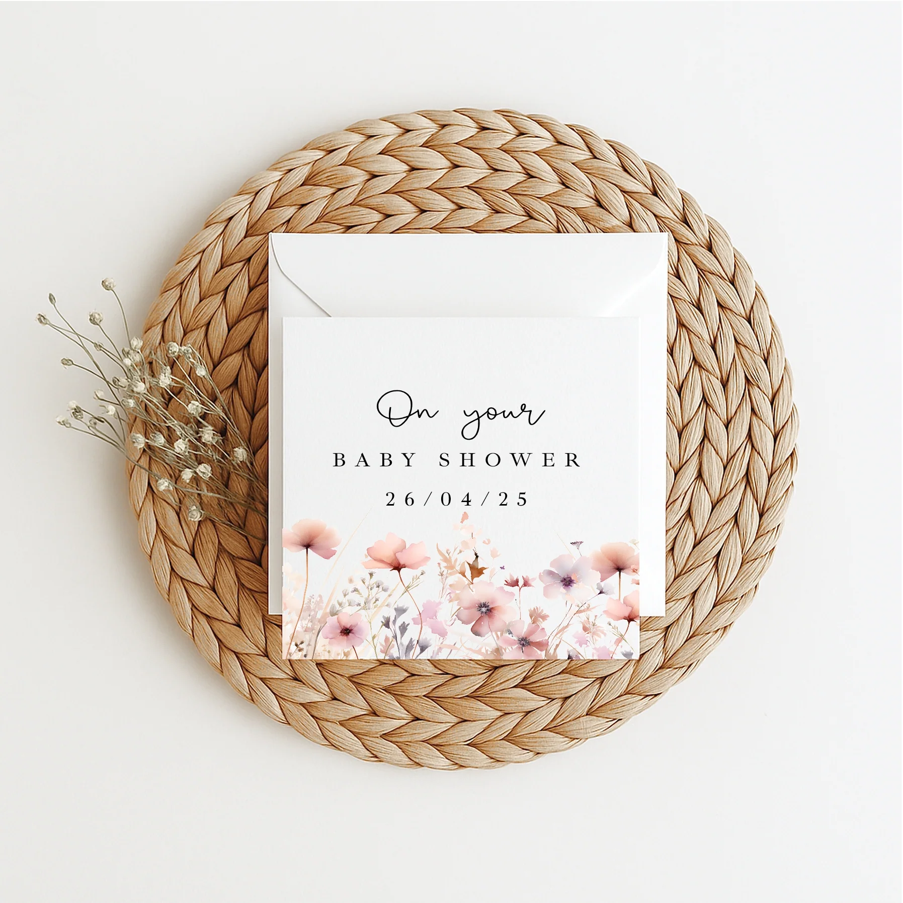 Personalised Pink Flowers Baby Shower Card - Image 3