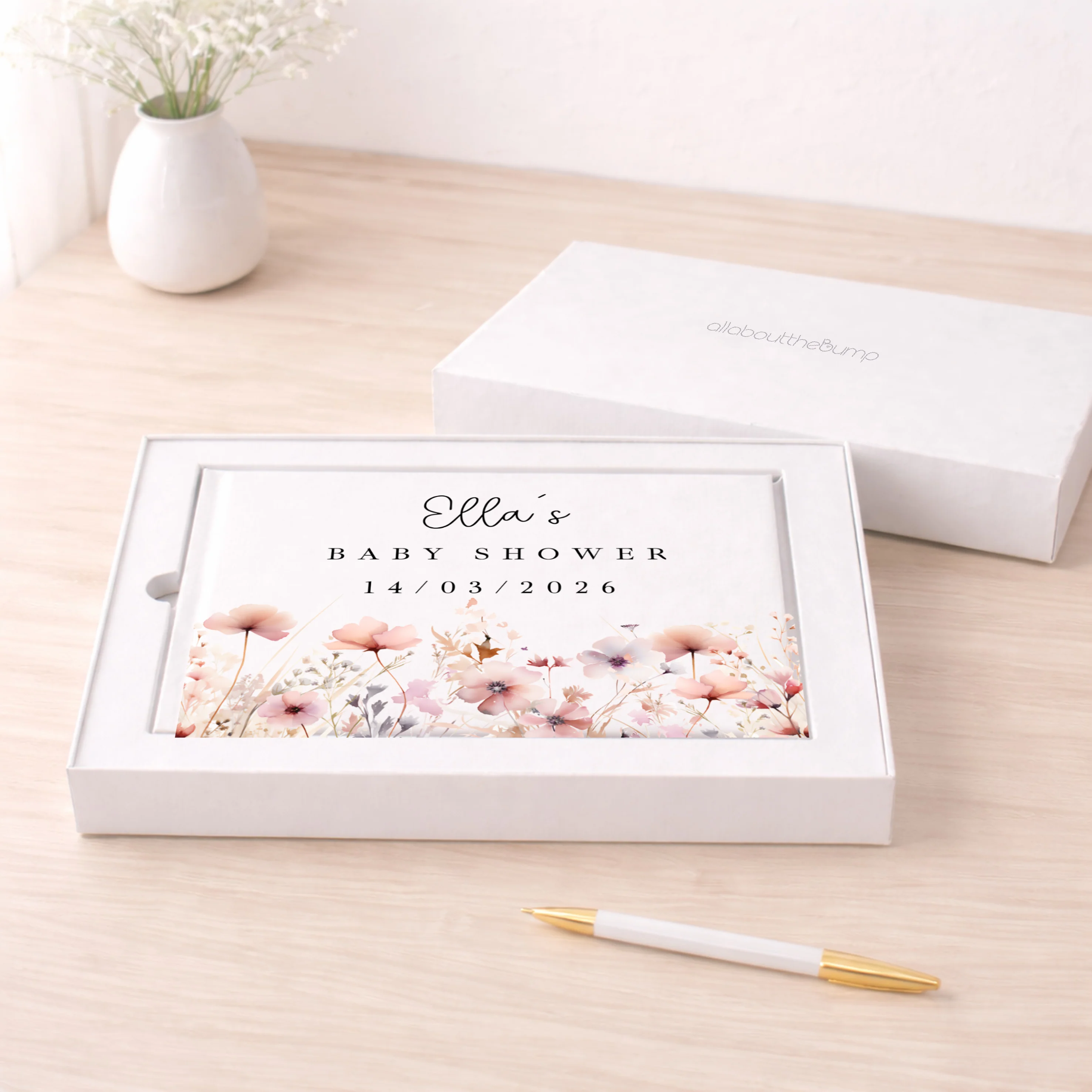 Personalised Pink Flowers Baby Shower Guest Book - Image 2