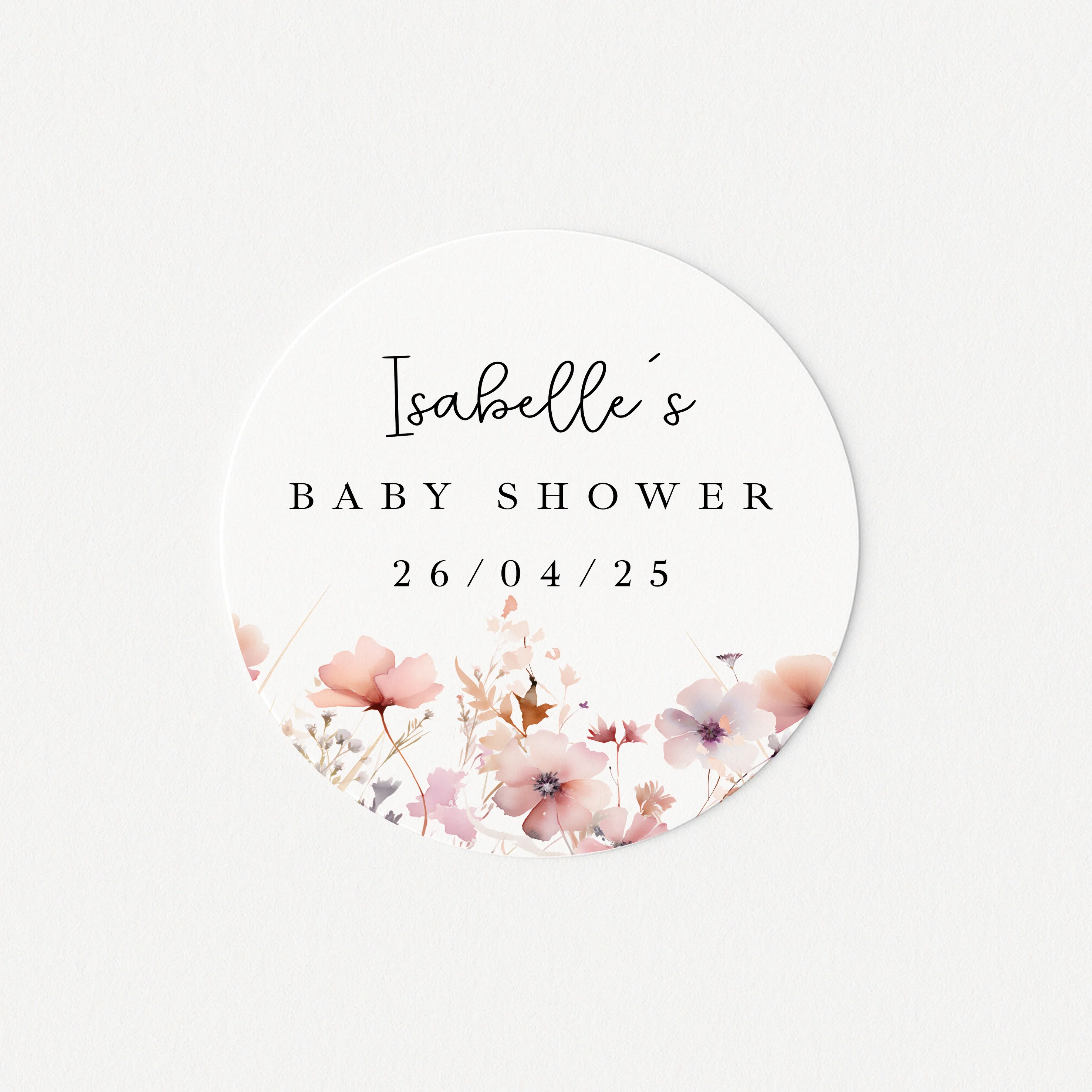 Personalised Pink Flowers Baby Shower Stickers - Image 6