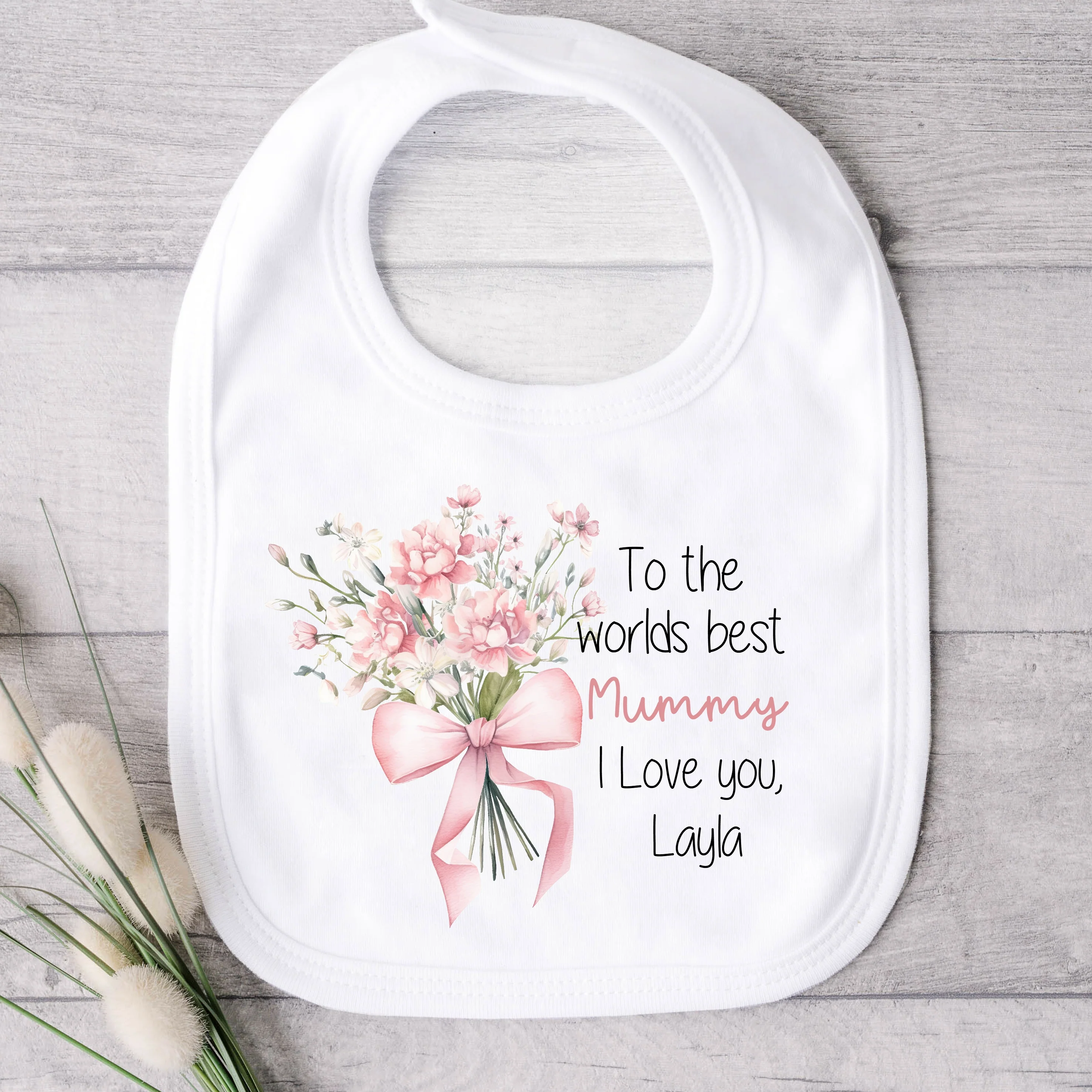 Personalised Pink Flowers Our First Mother's Day Baby Grow or Vest - Image 3