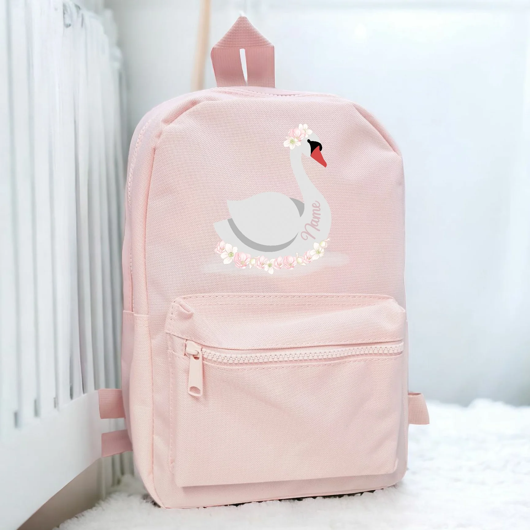 Personalised Pink Girls Swan Backpack - Image 3