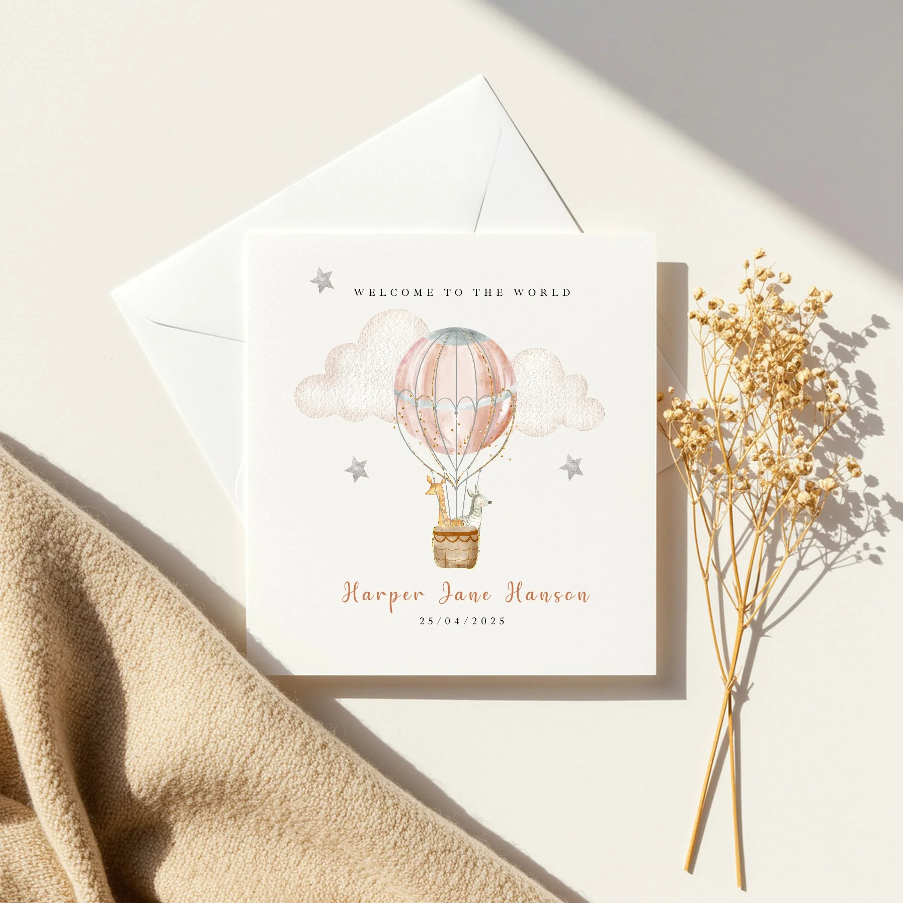 Personalised Pink Hotair Balloon Baby Shower Card - Image 2