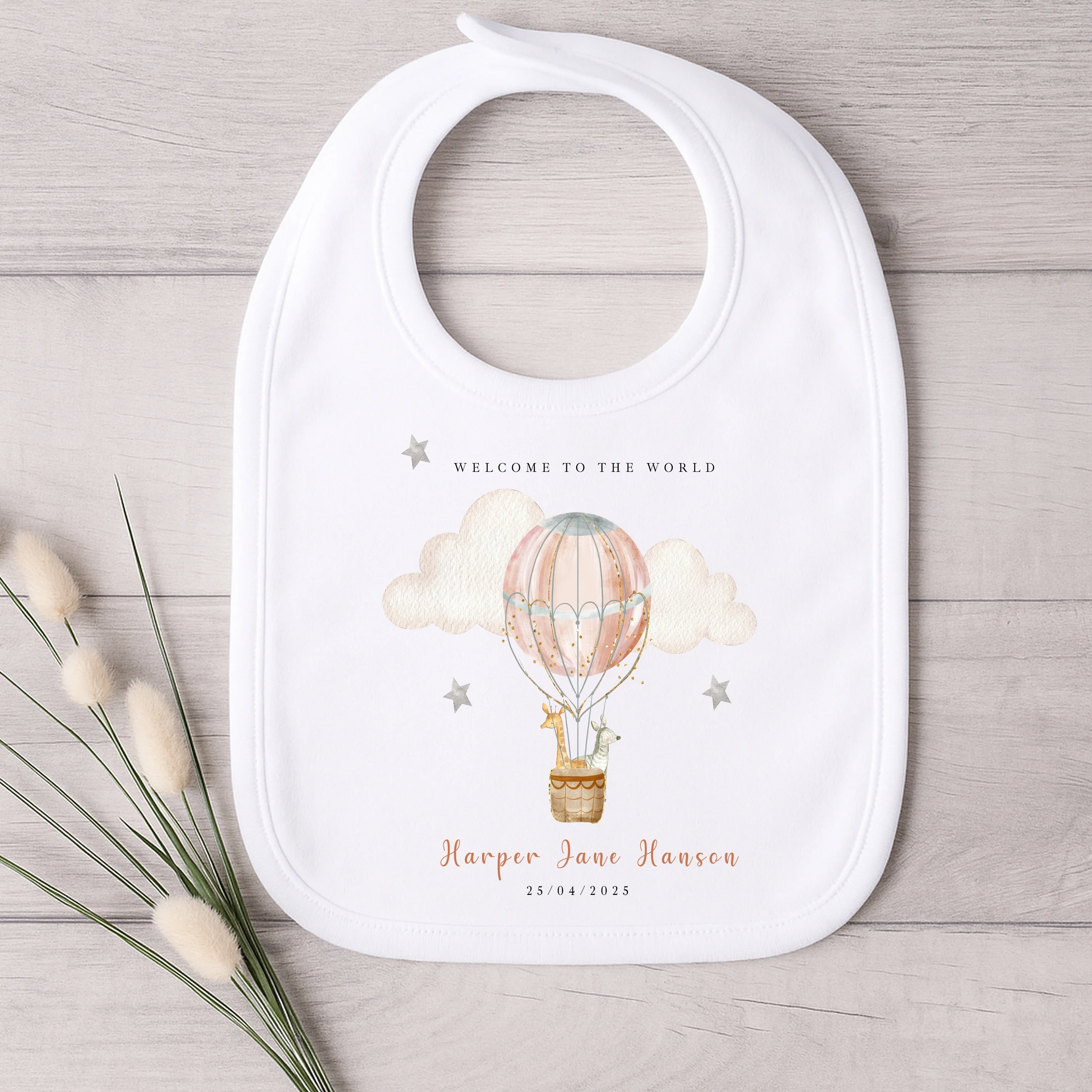 Personalised Pink Hotair Balloon Babygrow/Vest - Image 2