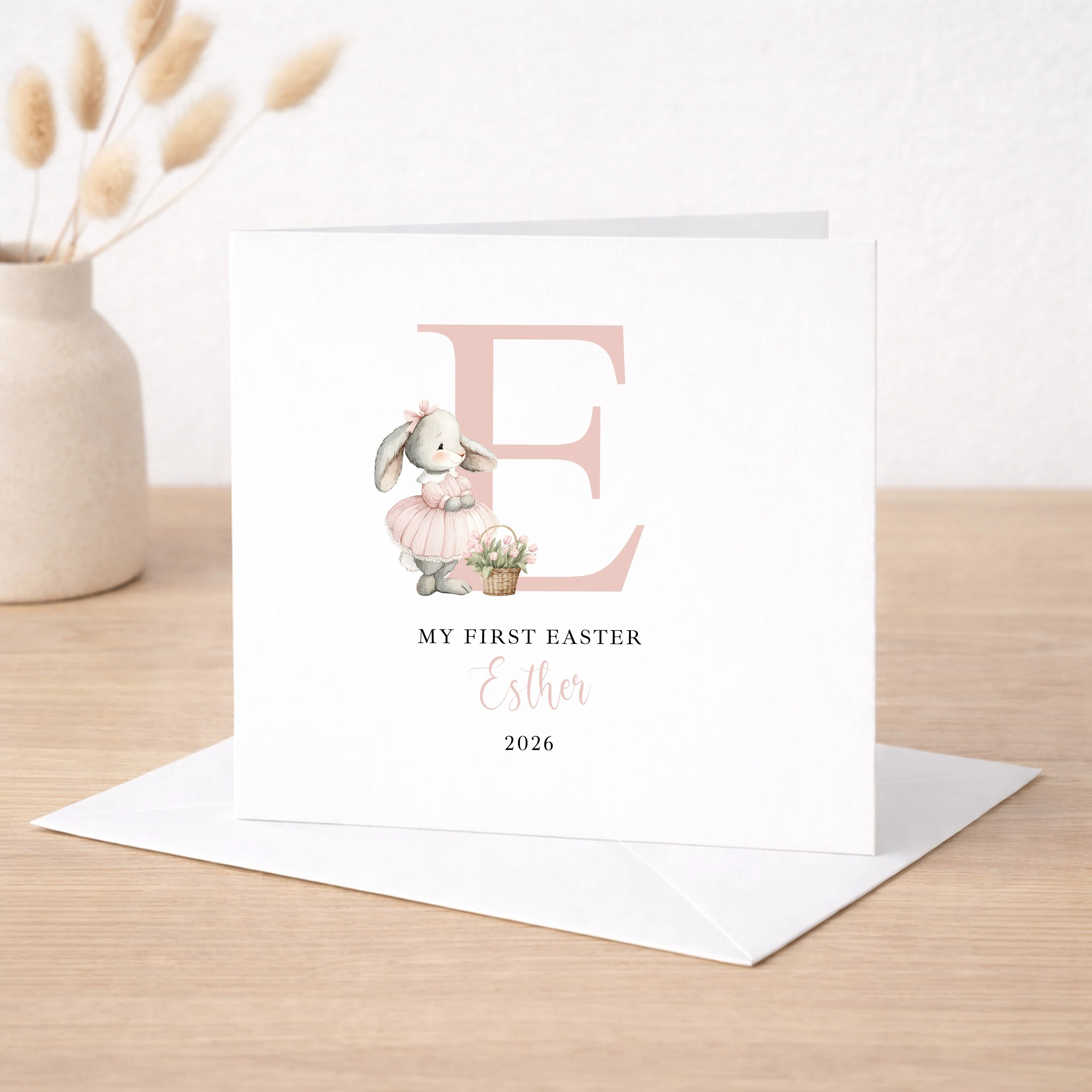 Personalised Pink Initial Bunny My First Easter Card - Image 3