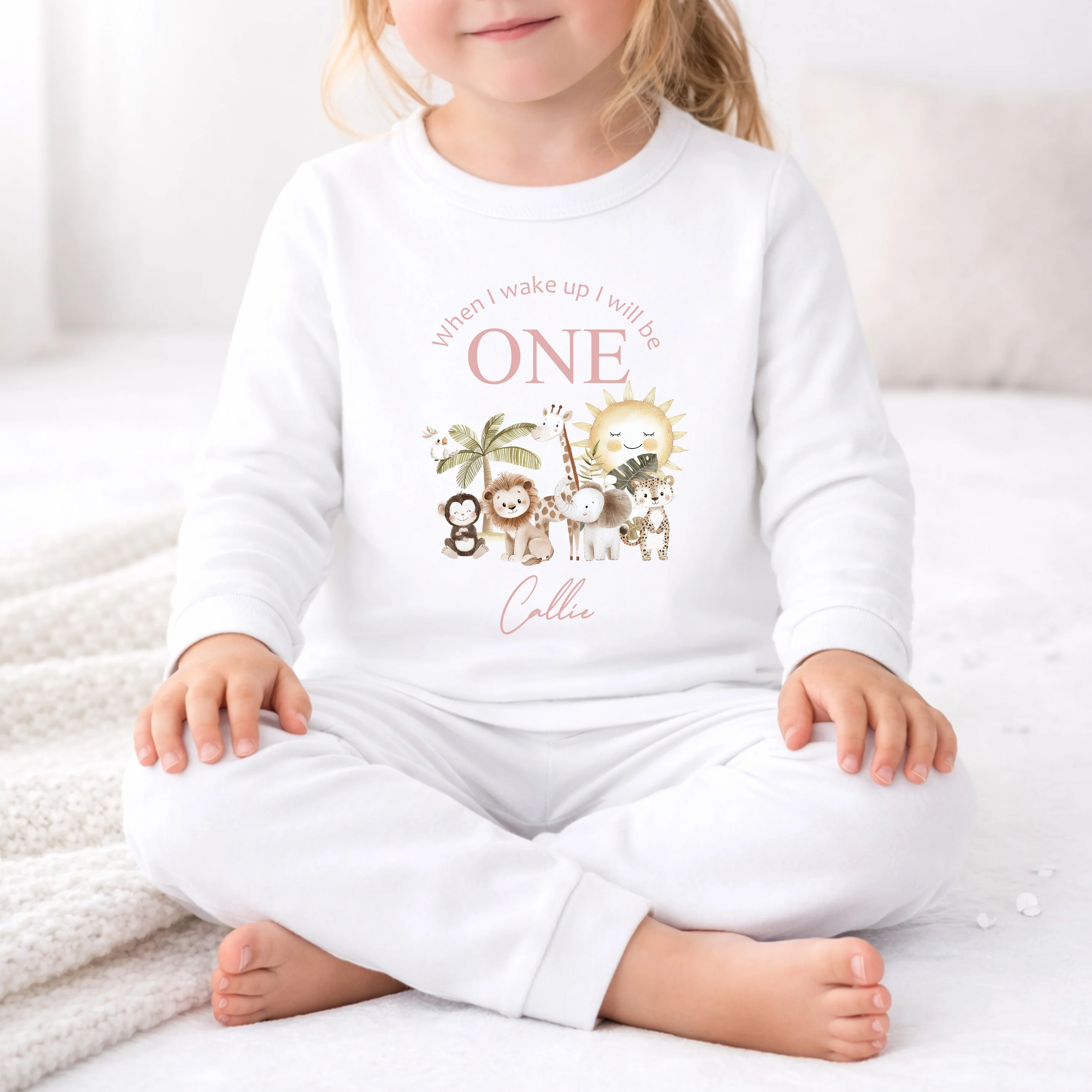 Personalised Pink Jungle First Birthday Pyjamas - Image 4