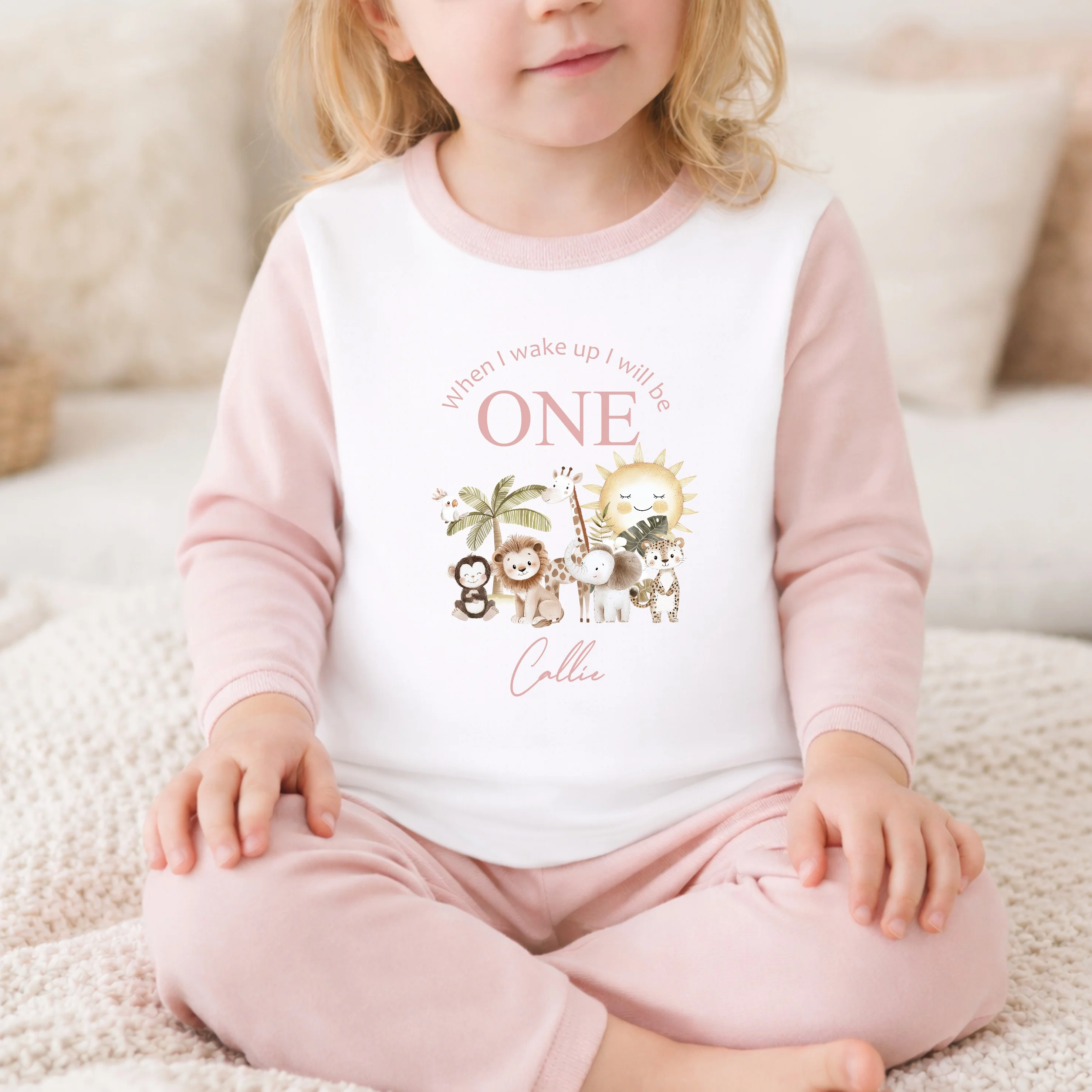 Personalised Pink Jungle First Birthday Pyjamas - Image 5