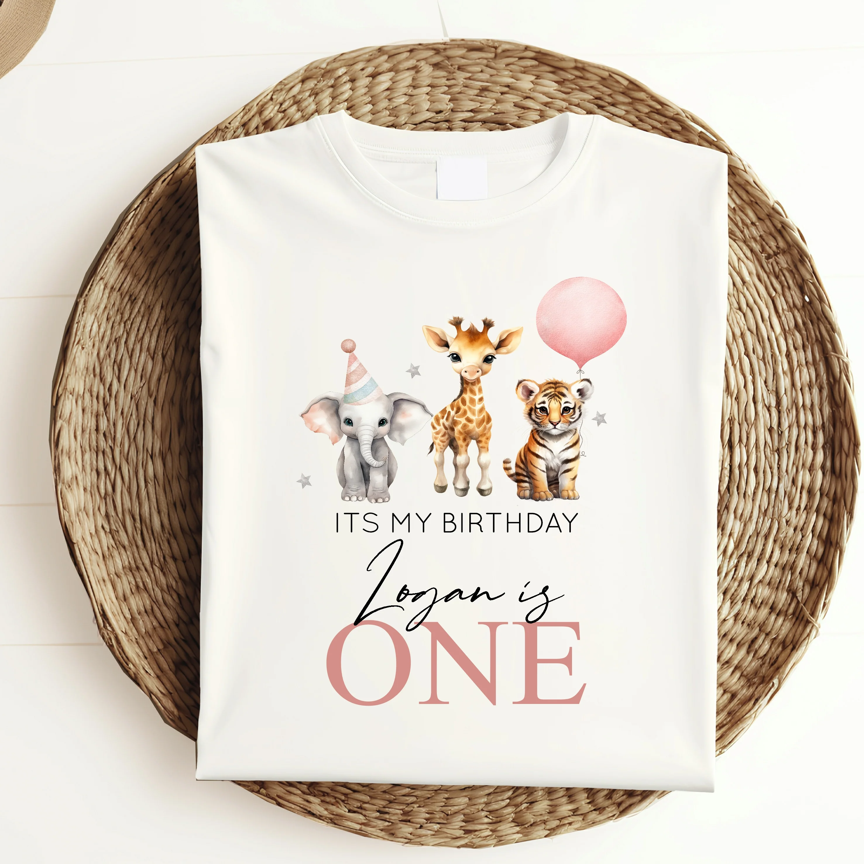 Personalised Pink Jungle Any Age Birthday Girl T-shirt - Image 3