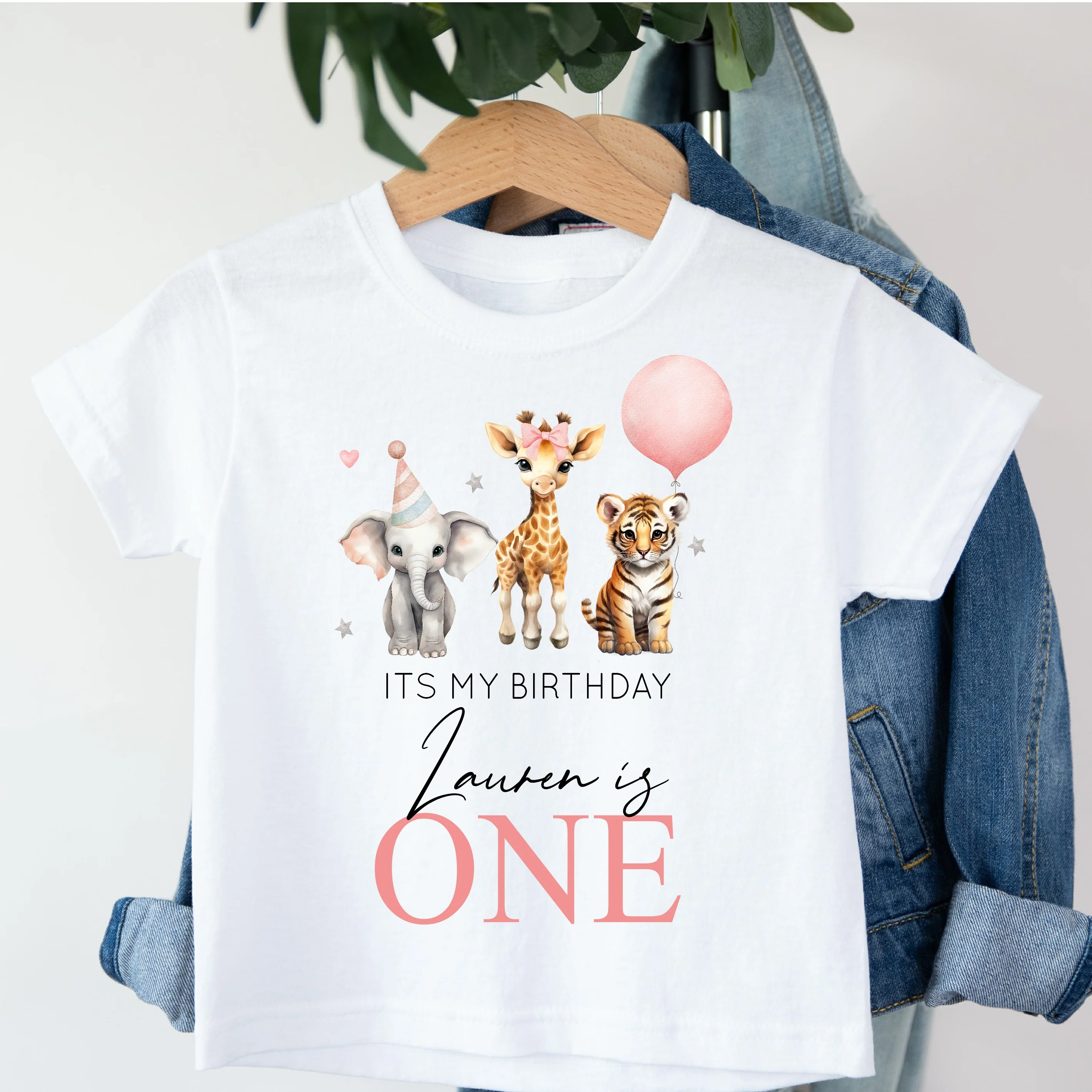 Personalised Pink Jungle Any Age Birthday Girl T-shirt - Image 4