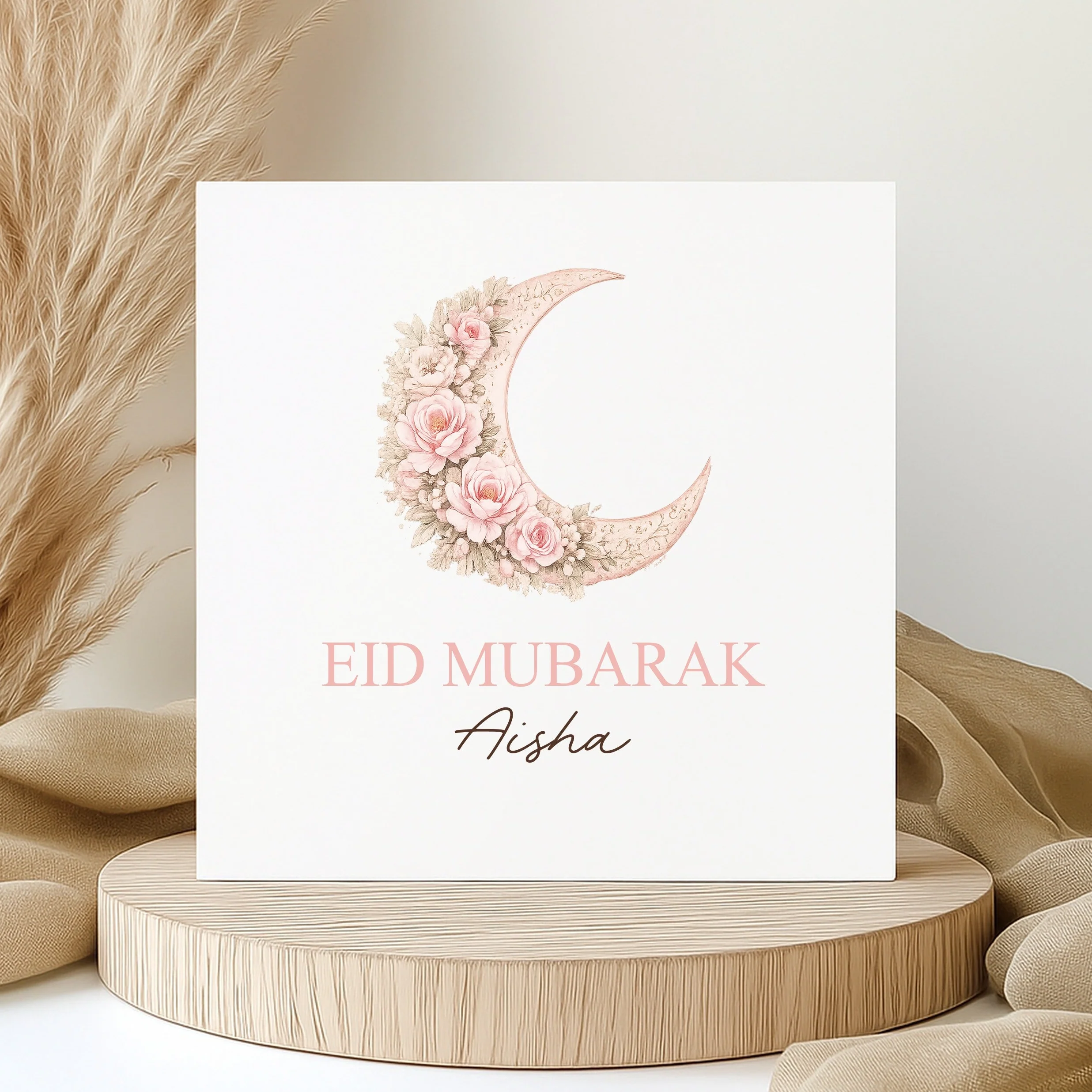 Personalised Pink Moon Eid Mubarak Card