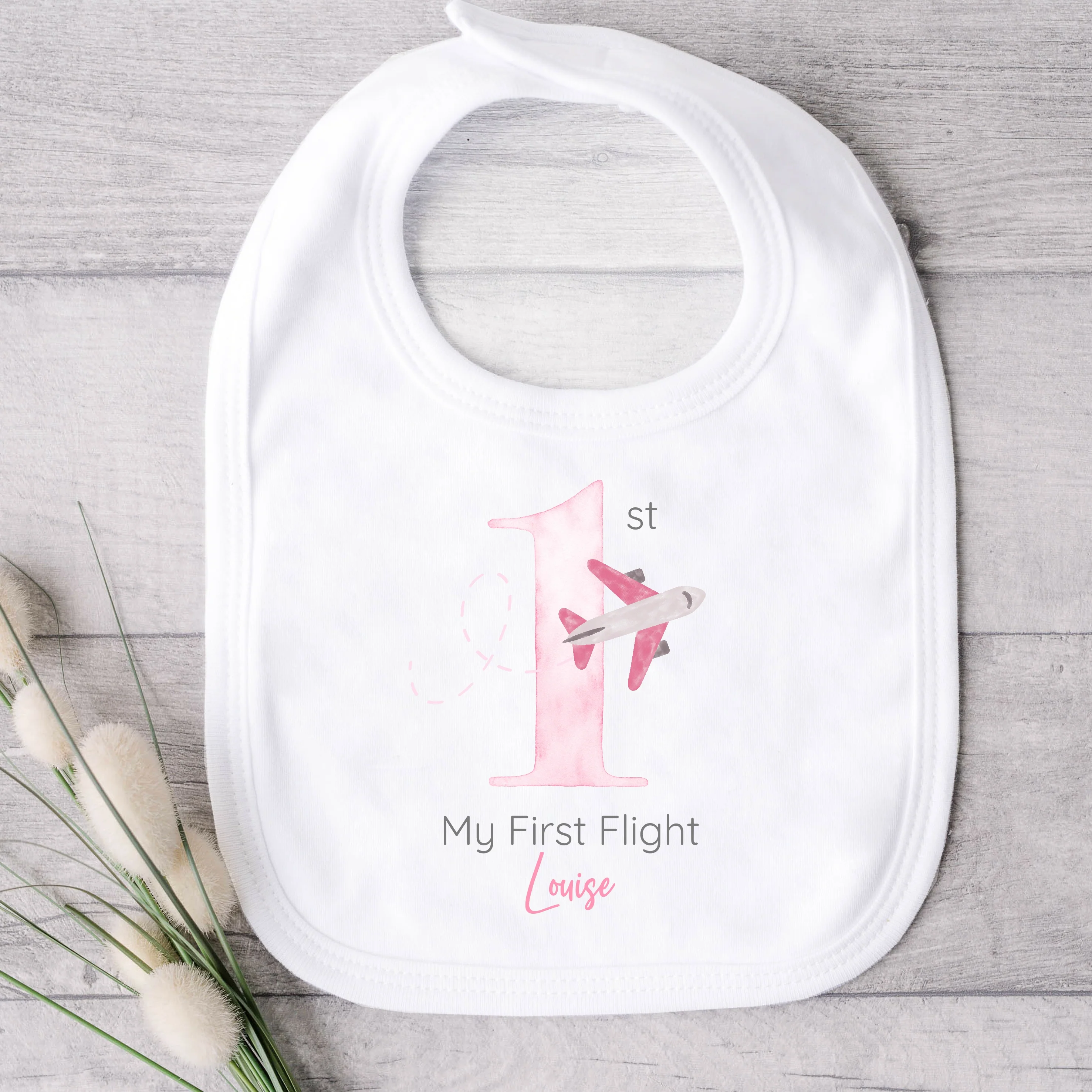 Personalised Pink Planes My 1st Flight Baby Vest/T-shirt - Image 3
