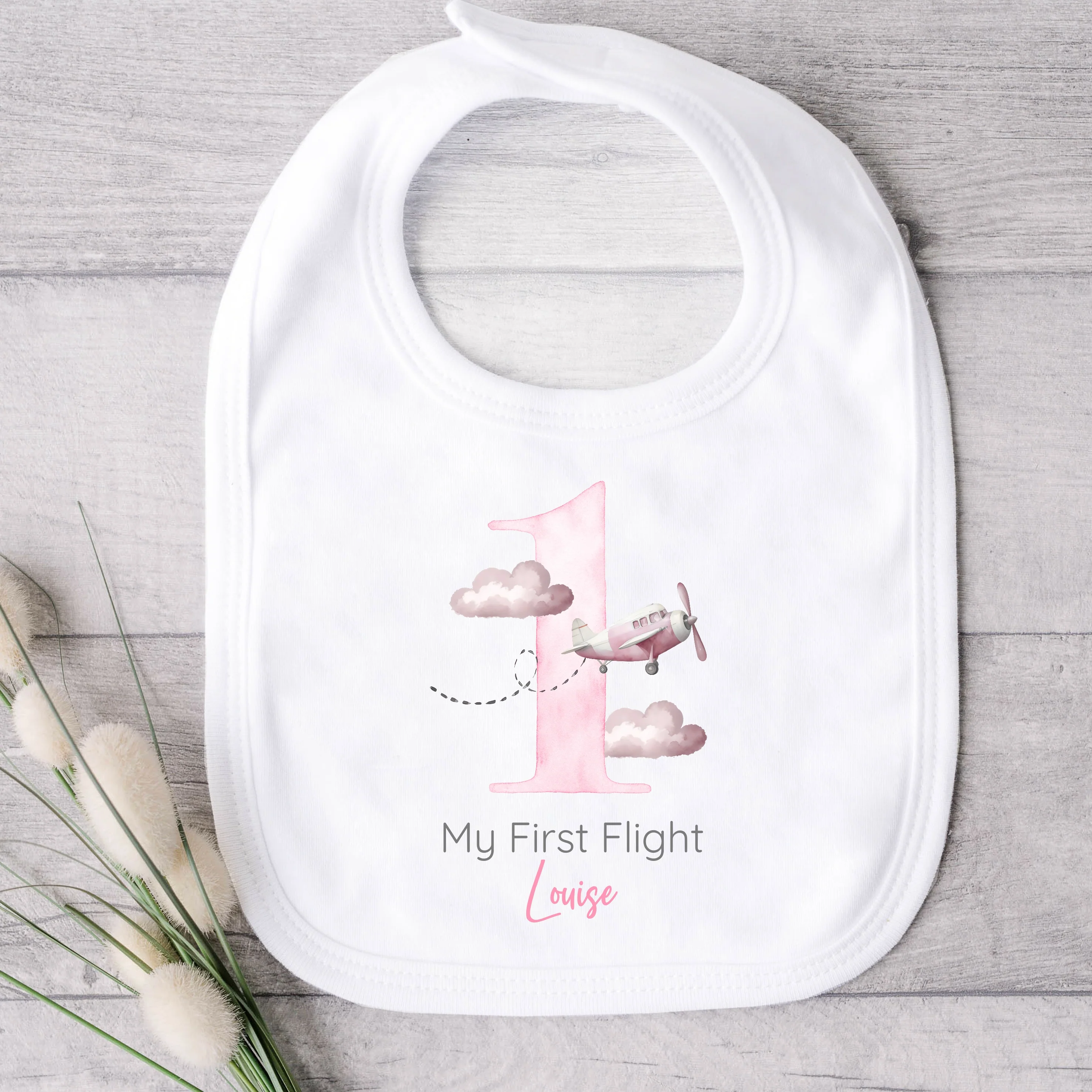 Personalised Pink Planes My First Flight Baby Vest/T-shirt - Image 3