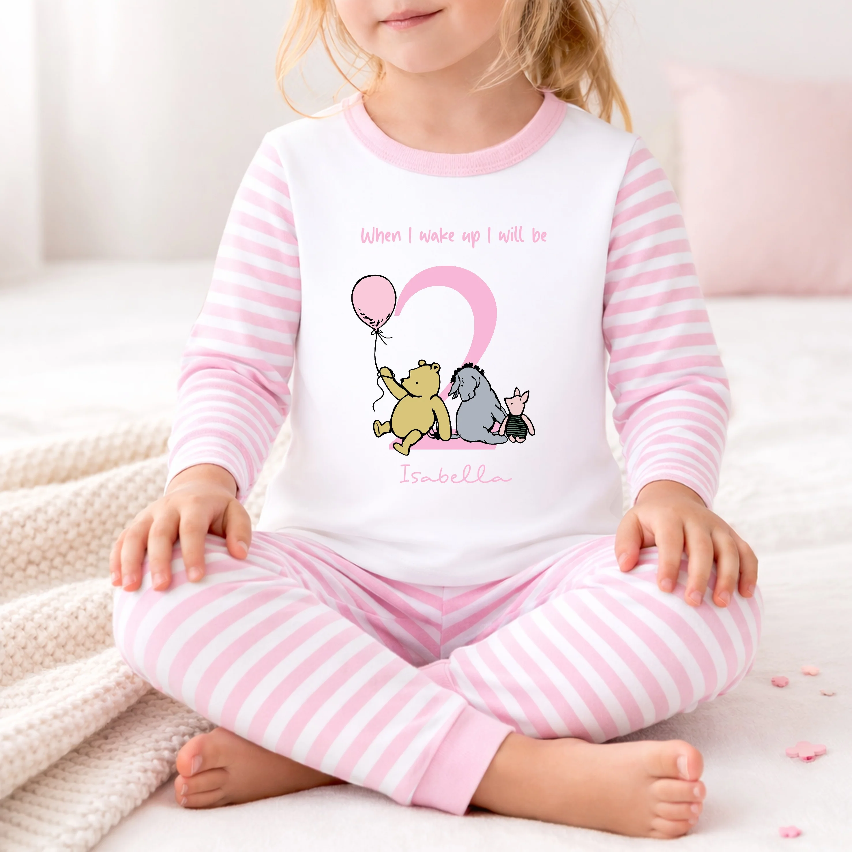 Personalised Pink Pooh Bear 2nd Birthday Pyjamas - Image 2