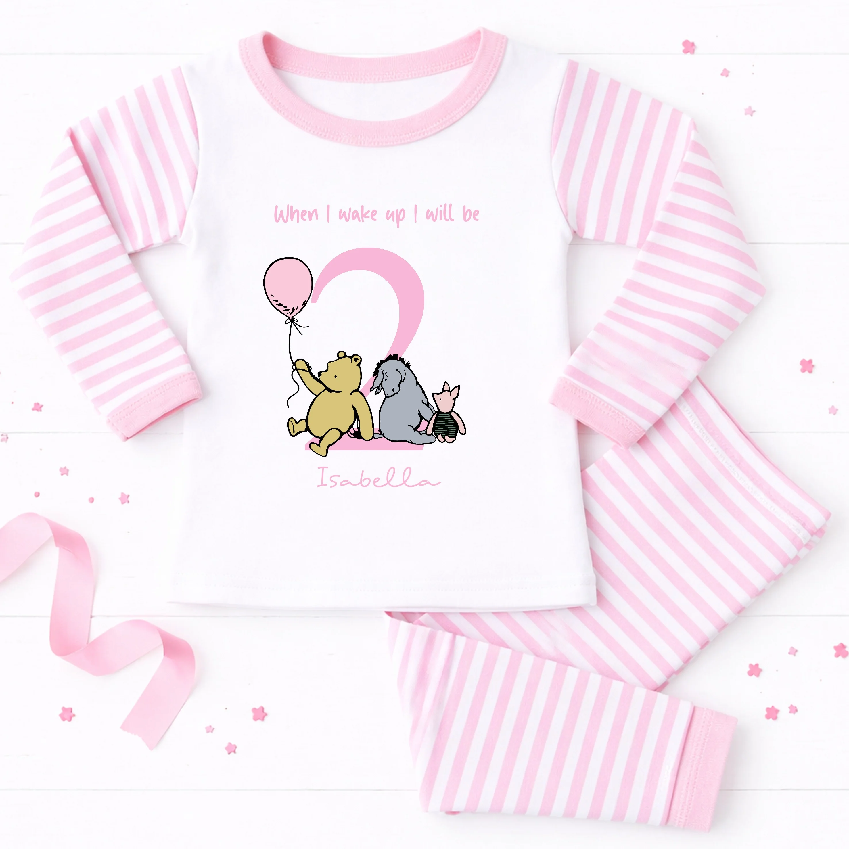 Personalised Pink Pooh Bear 2nd Birthday Pyjamas - Image 3