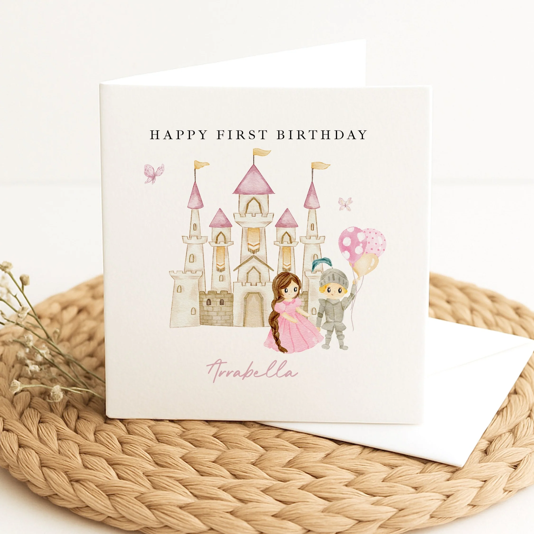 Personalised Pink Princess Castle Any Age Birthday Card - Image 3