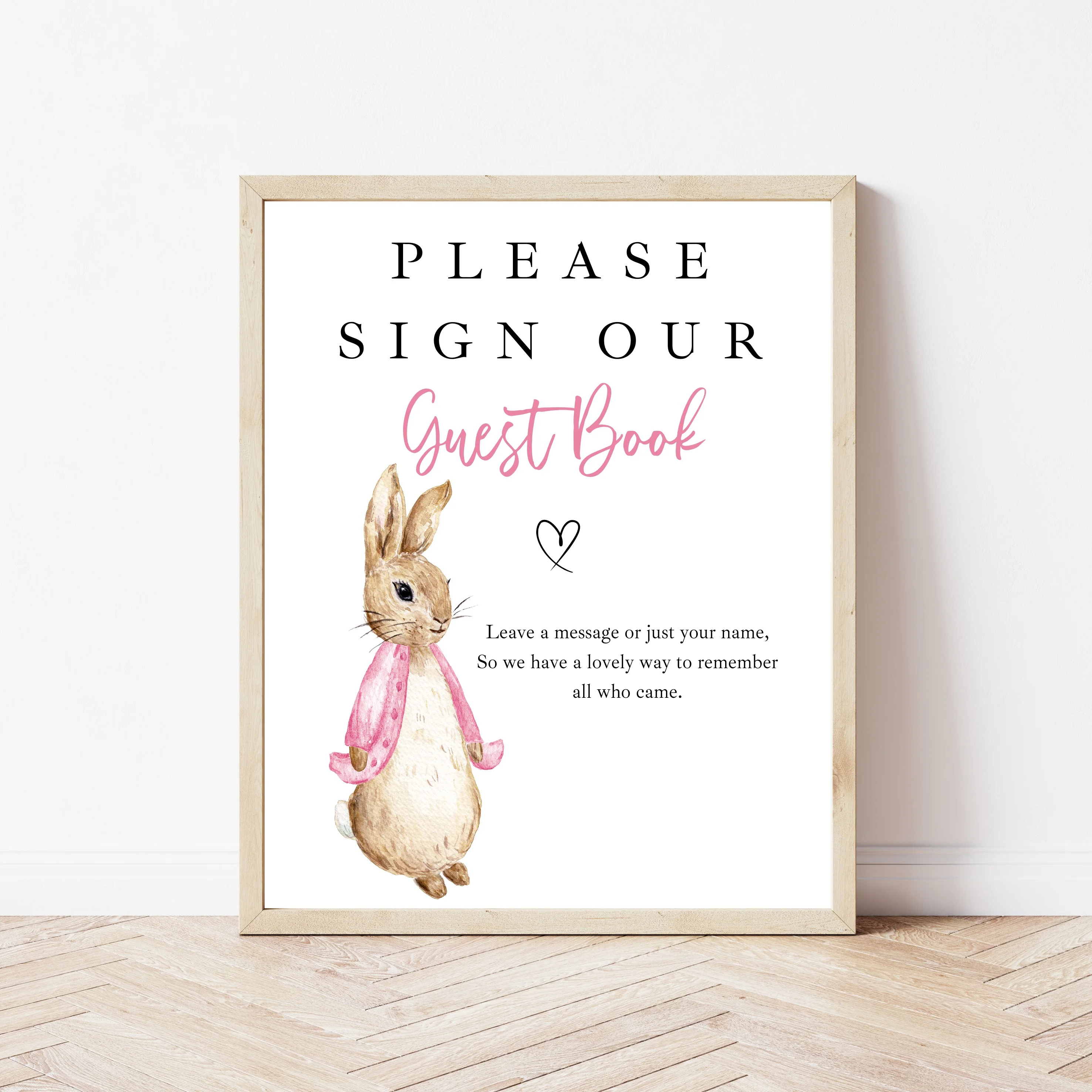 Personalised Pink Rabbit Baby Shower Guest Book - Image 6
