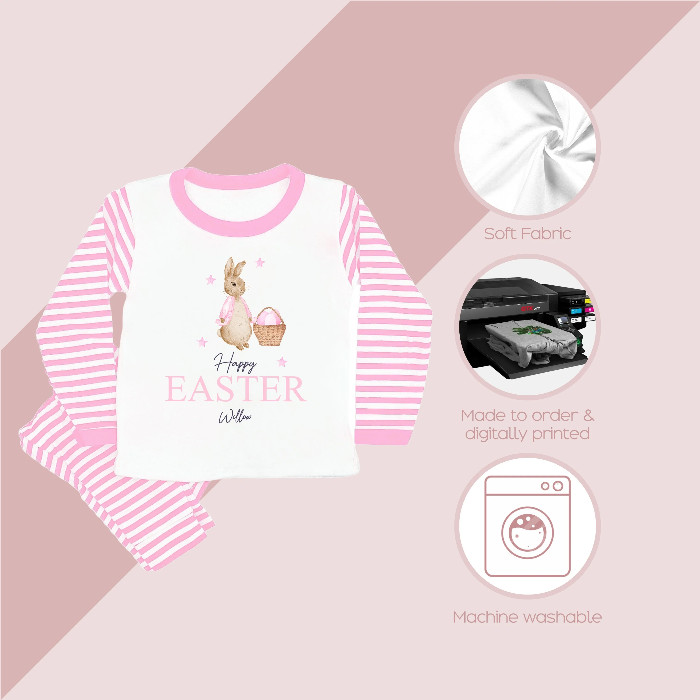 Personalised Pink Rabbit Easter Pyjamas - Image 4