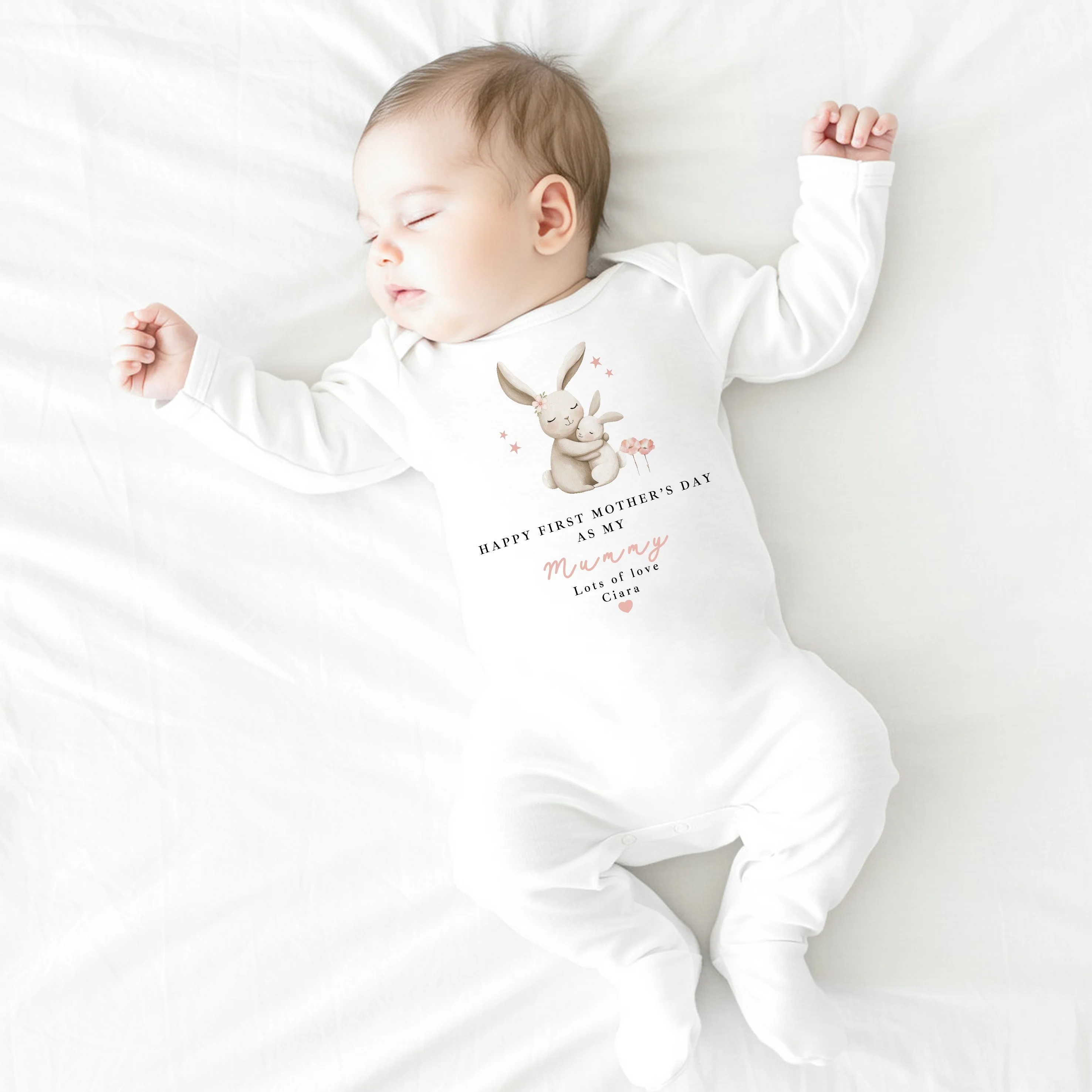 Personalised Pink Rabbits I Love My Mummy Baby Grow, Vest or Bib - Image 4