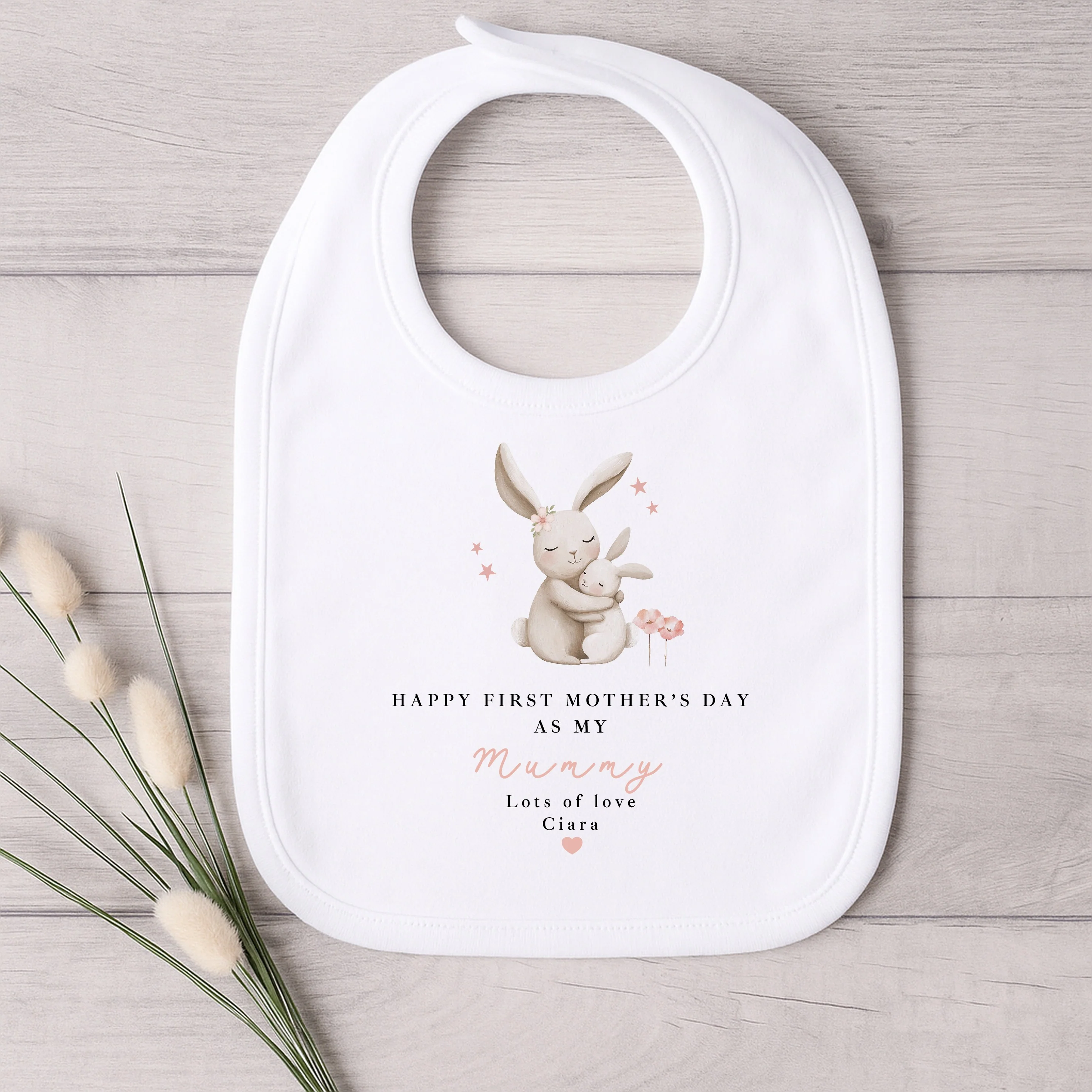Personalised Pink Rabbits I Love My Mummy Baby Grow, Vest or Bib - Image 6