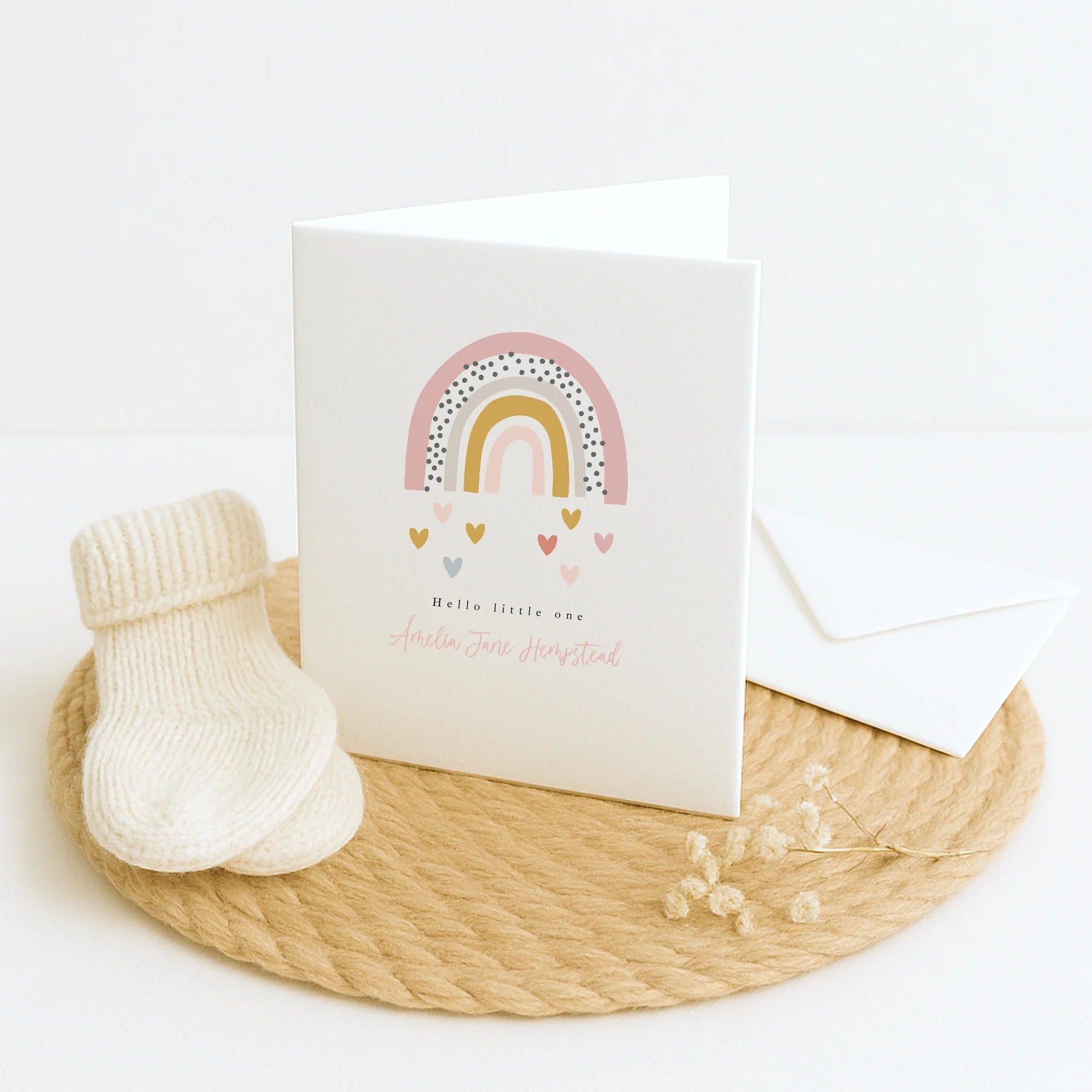 Personalised Pink Rainbow Baby Shower Card - Image 3