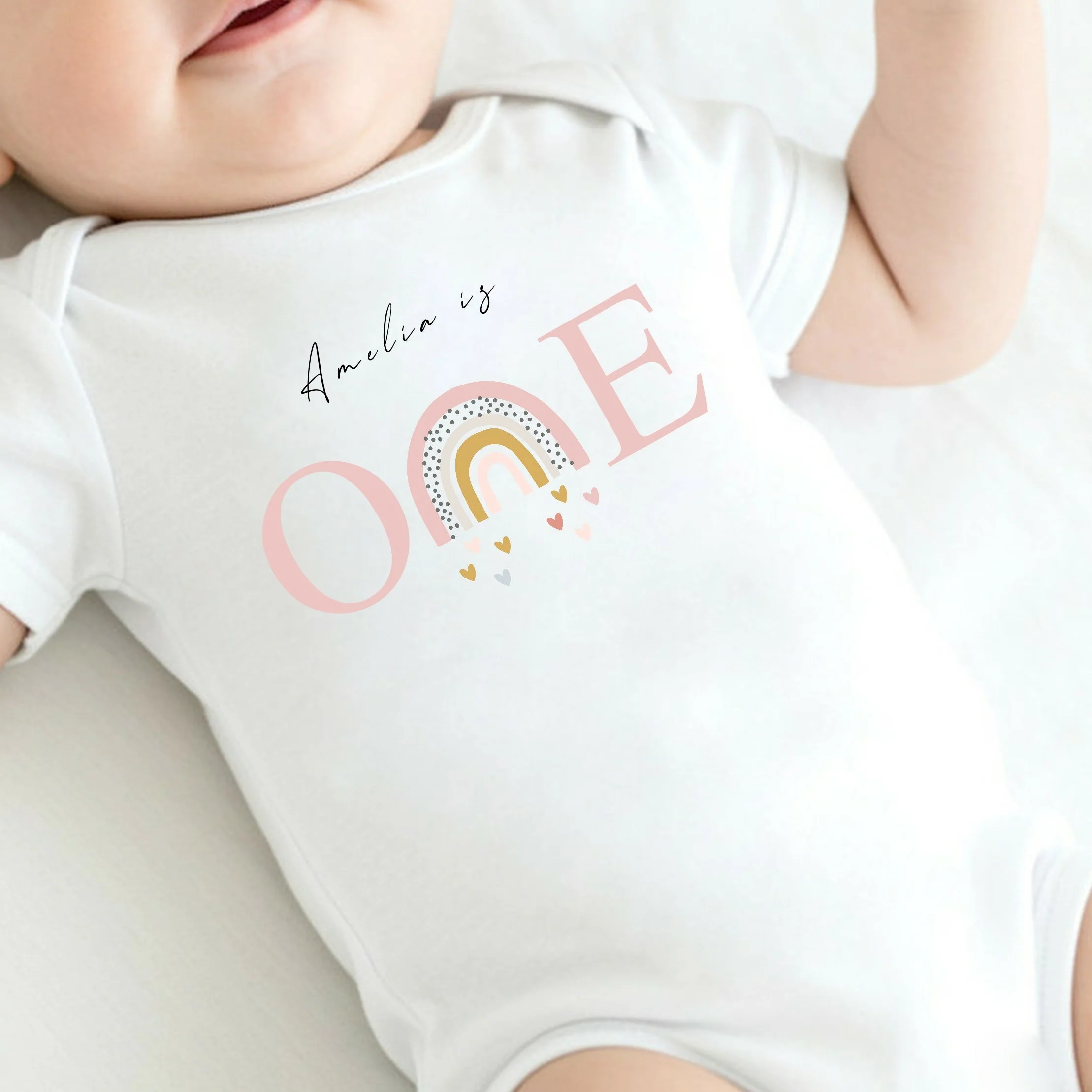 Personalised Pink Rainbow First Birthday Vest - Image 2