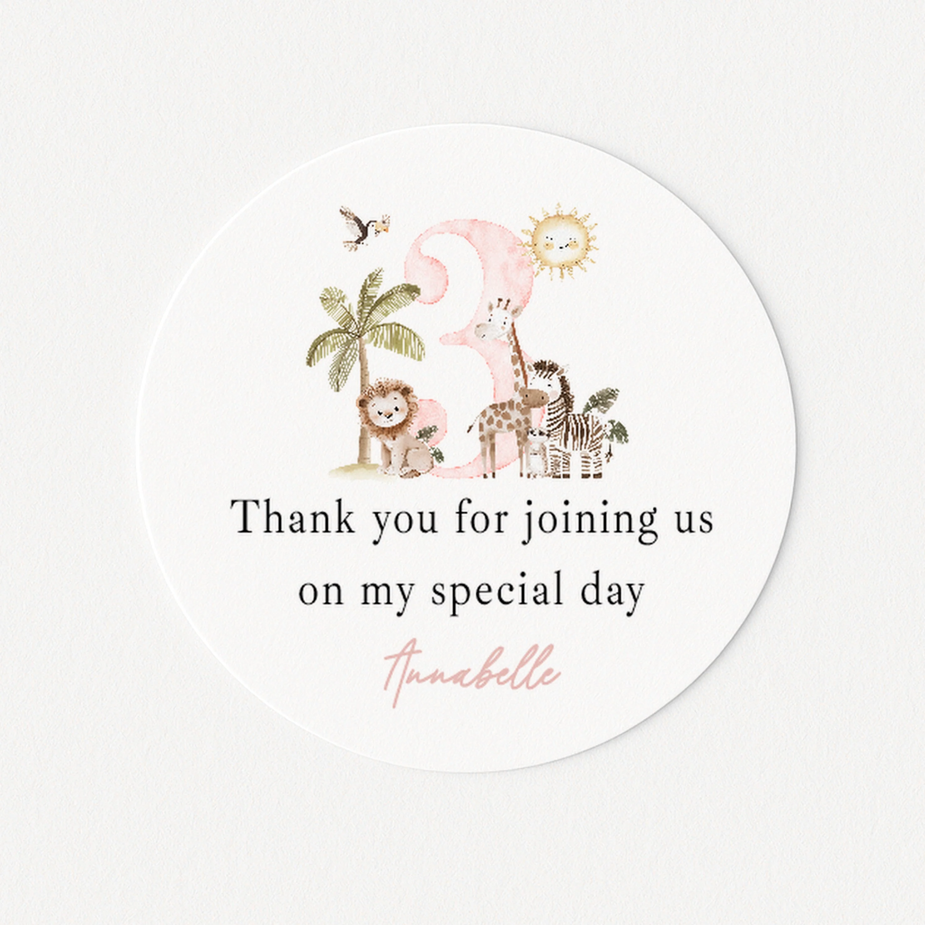 Personalised Pink Safari Birthday Stickers - Image 5
