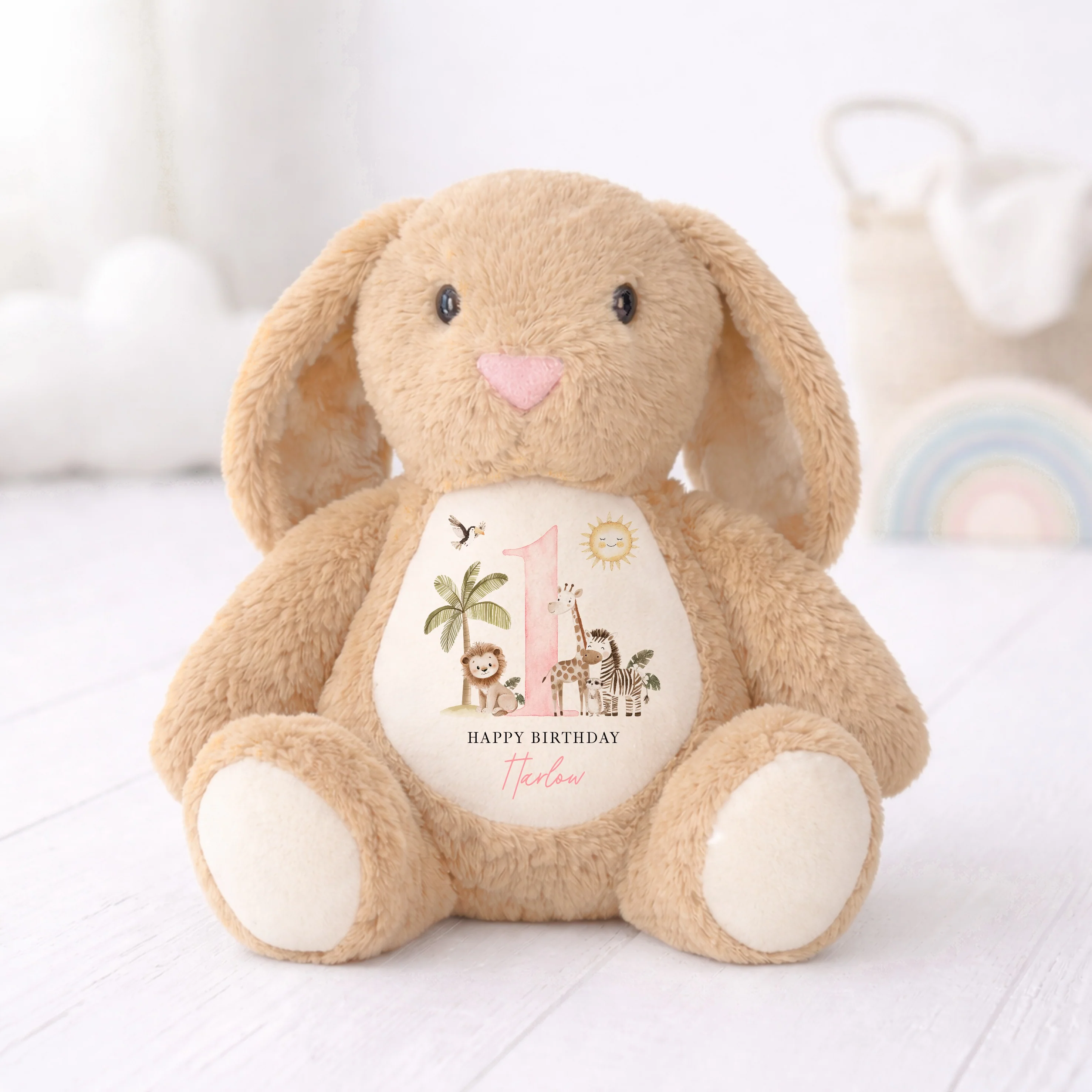 Personalised Pink Safari First Birthday Teddy - Image 2