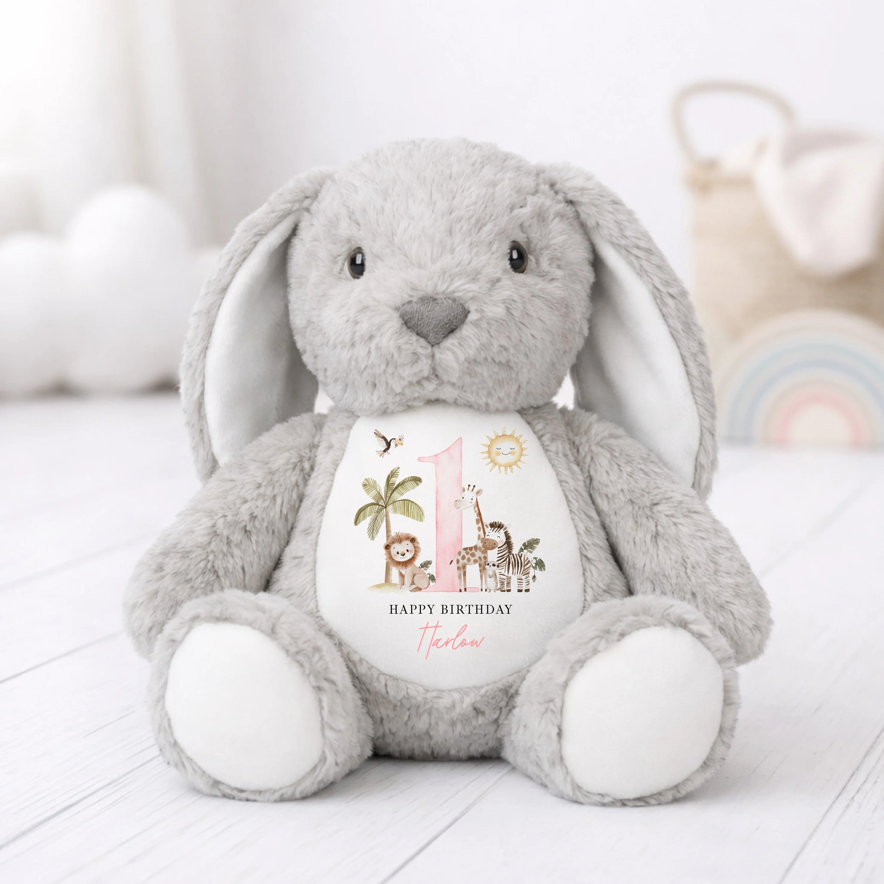 Personalised Pink Safari First Birthday Teddy - Image 3
