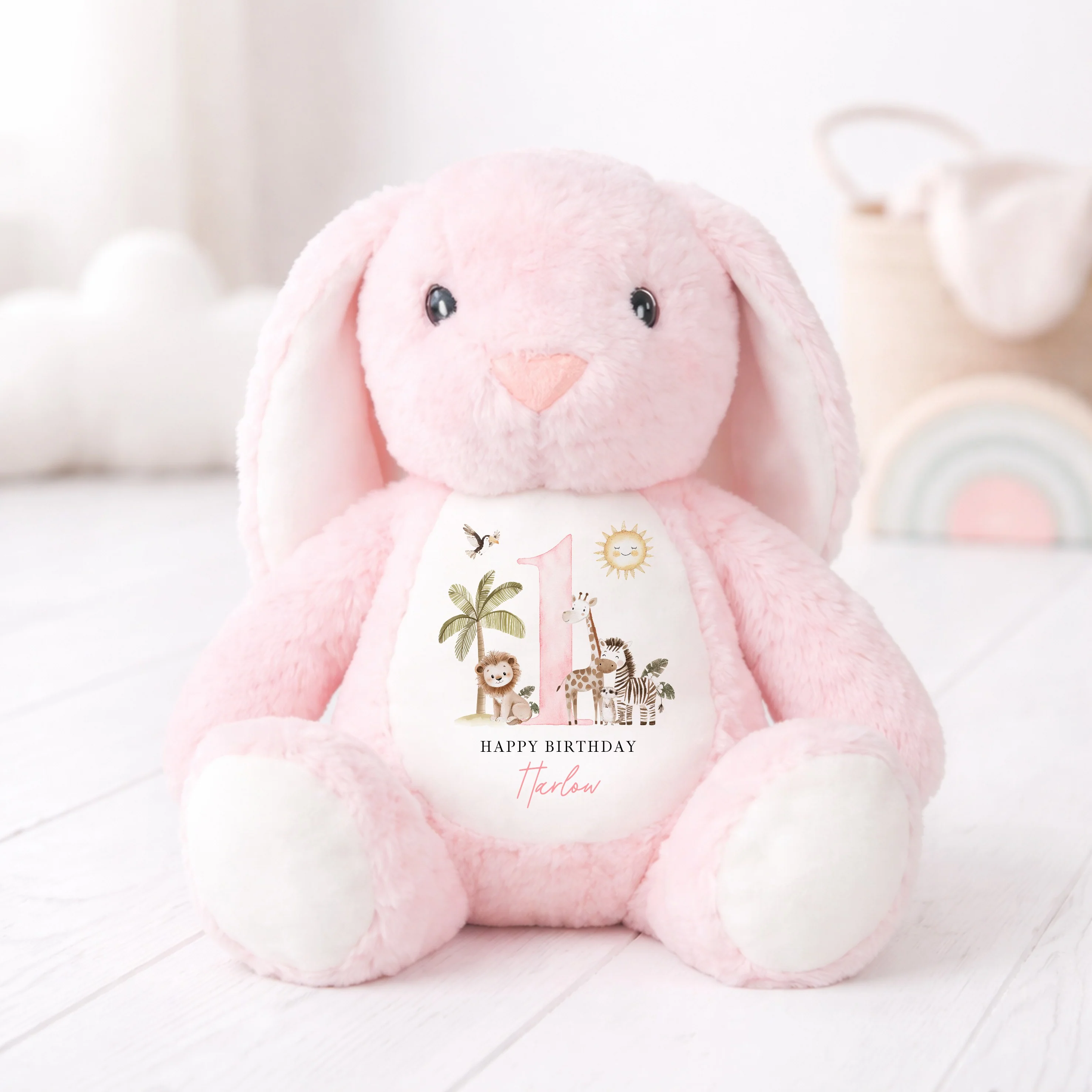 Personalised Pink Safari First Birthday Teddy - Image 4