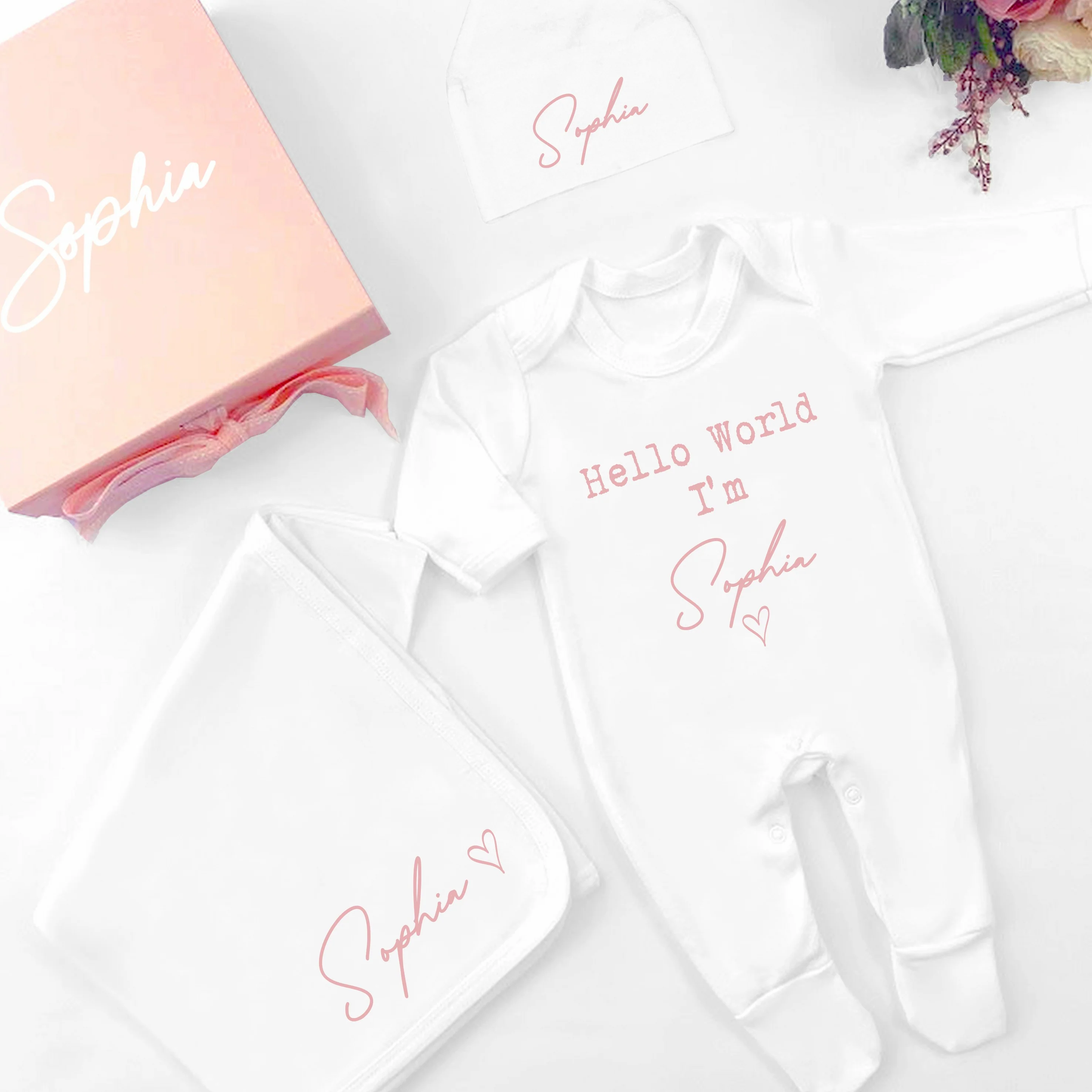 Personalised Pink Script Hamper Clothing Gift Set - Image 2