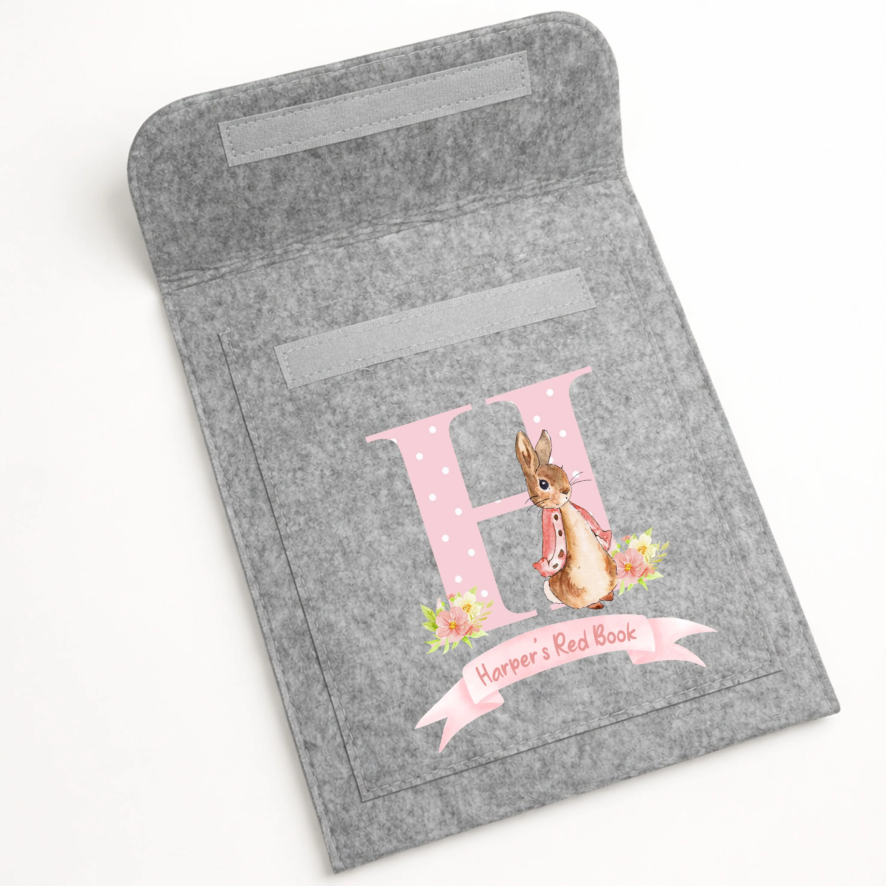 Personalised Pink Spotty Rabbit Initial Red Book Cover - Image 3