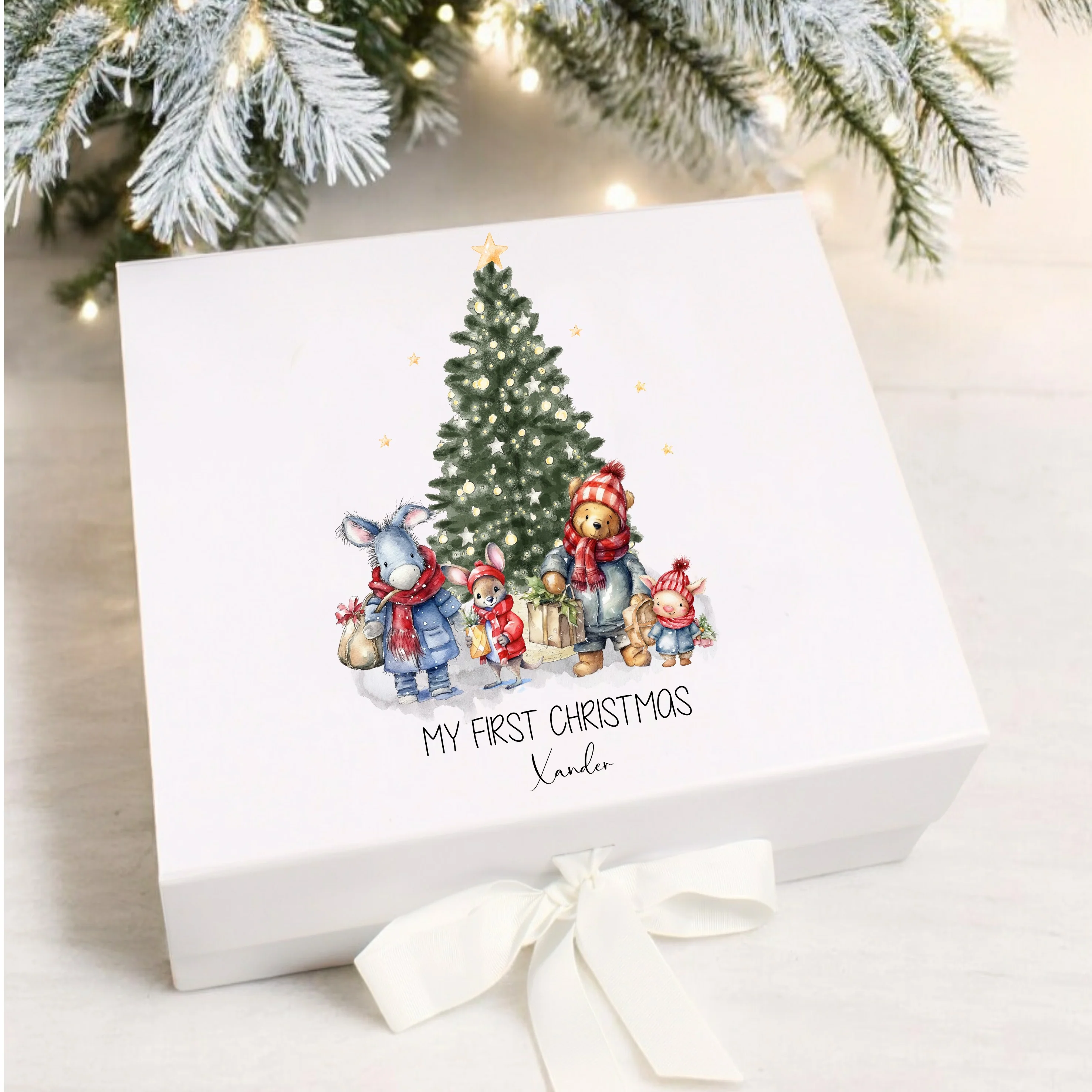 Personalised Pooh Bear Christmas Beige Clothing Gift Set - Image 3