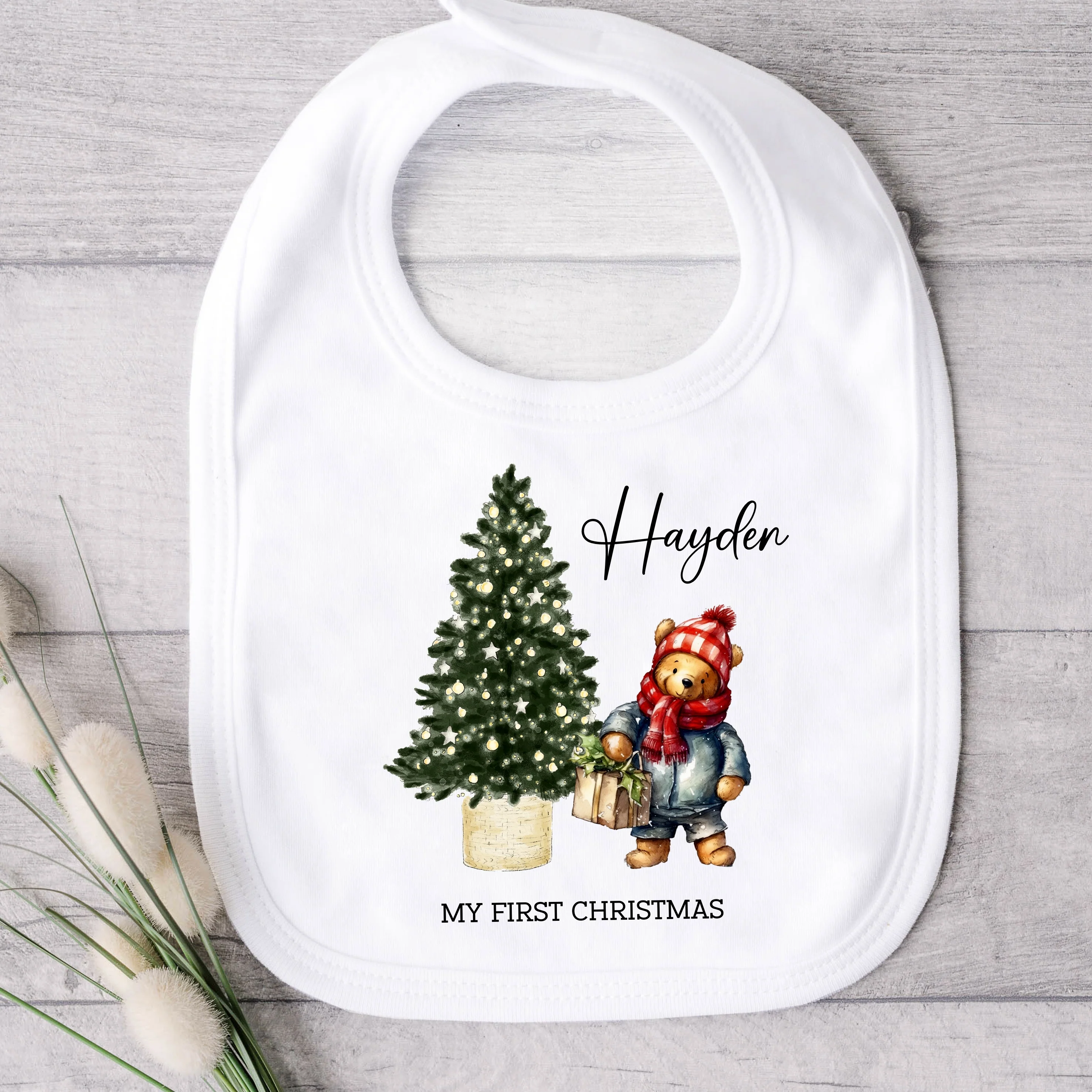 Personalised Pooh Bear Christmas Baby Grow - Image 3