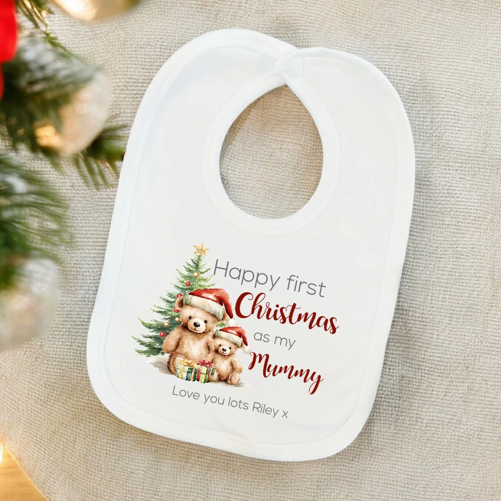 Personalised Pooh Bear First Christmas As A Parent Baby Grow/Vest/Bib - Image 3