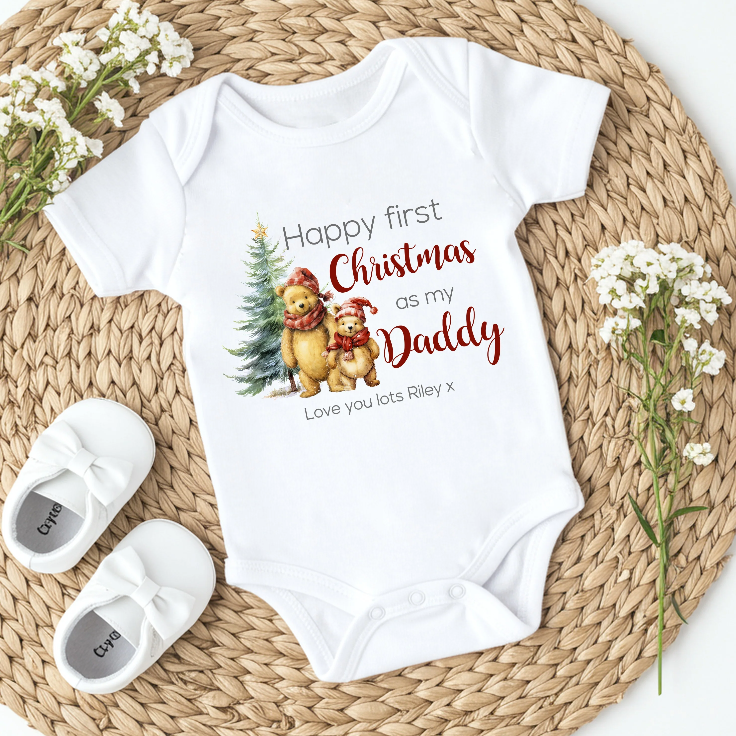 Personalised Pooh Bear First Christmas As A Parent Baby Grow/Vest/Bib - Image 4