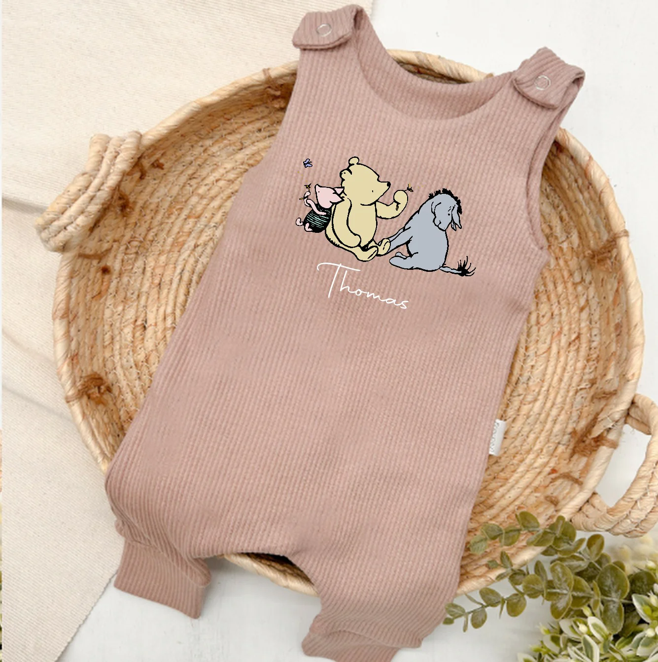 Personalised Pooh Bear Ribbed Dungarees - Image 3