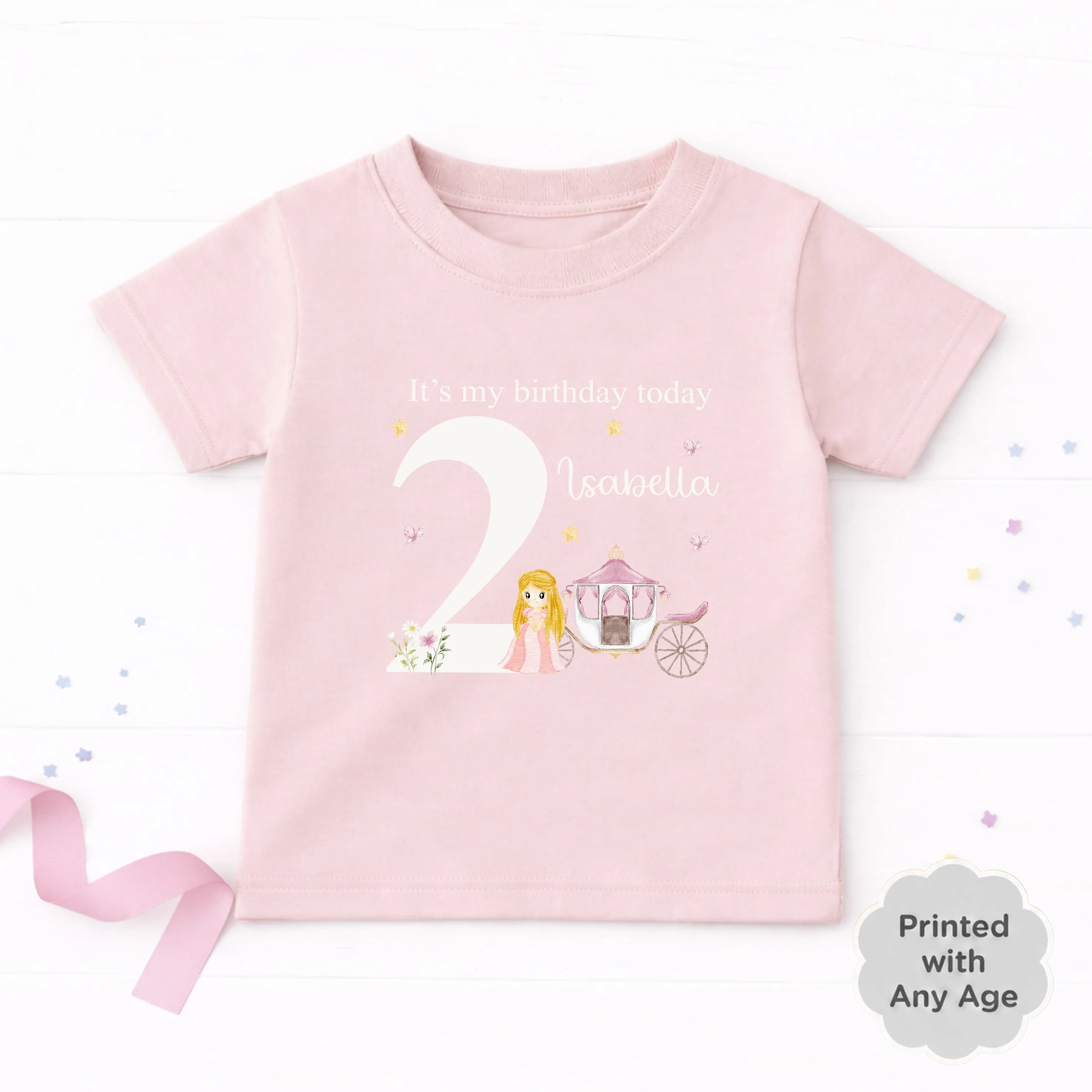 Personalised Princess Any Age Birthday T-shirt - Image 3