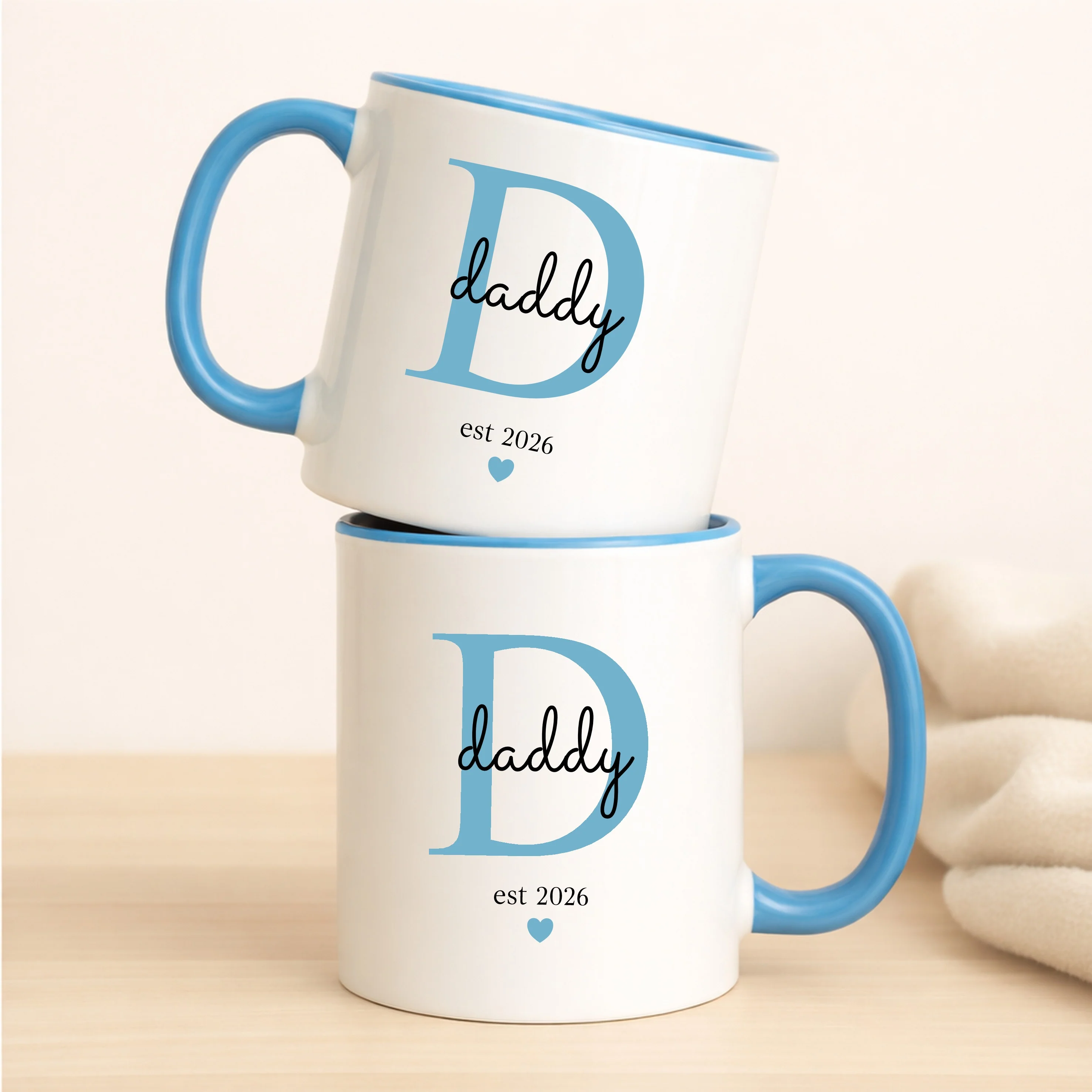Personalised Promoted To Mummy & Daddy Est Pink & Blue Mug Set - Image 2
